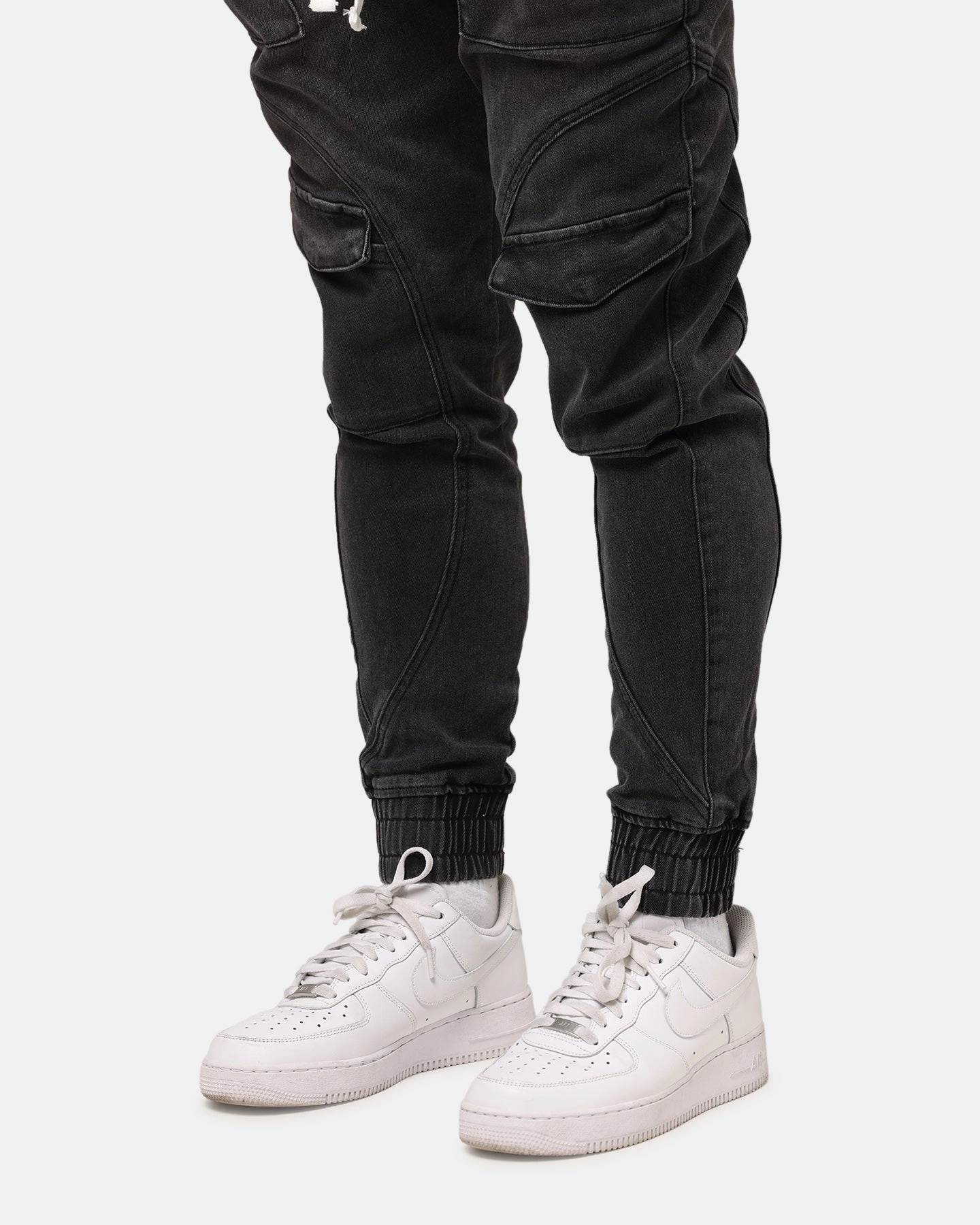 Saint Morta Aera Denim Joggers Black Shadow Flexible Waistband