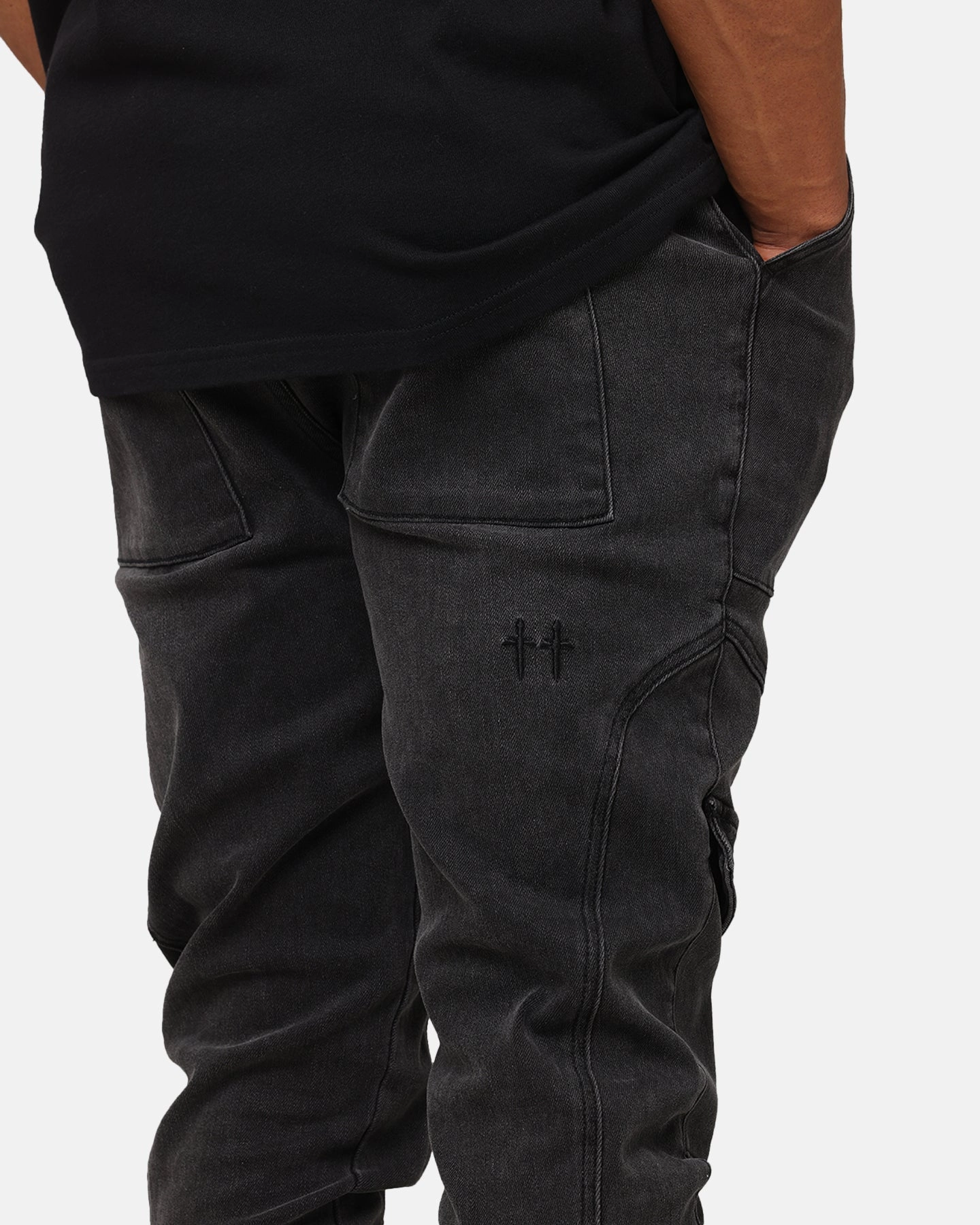 Layered Comfort Active Lifestyle Saint Morta Aera Denim Joggers Black Shadow