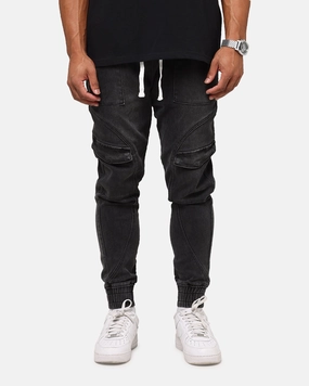 Saint Morta Aera Denim Joggers Black Shadow Stretchy Material Padded hips
