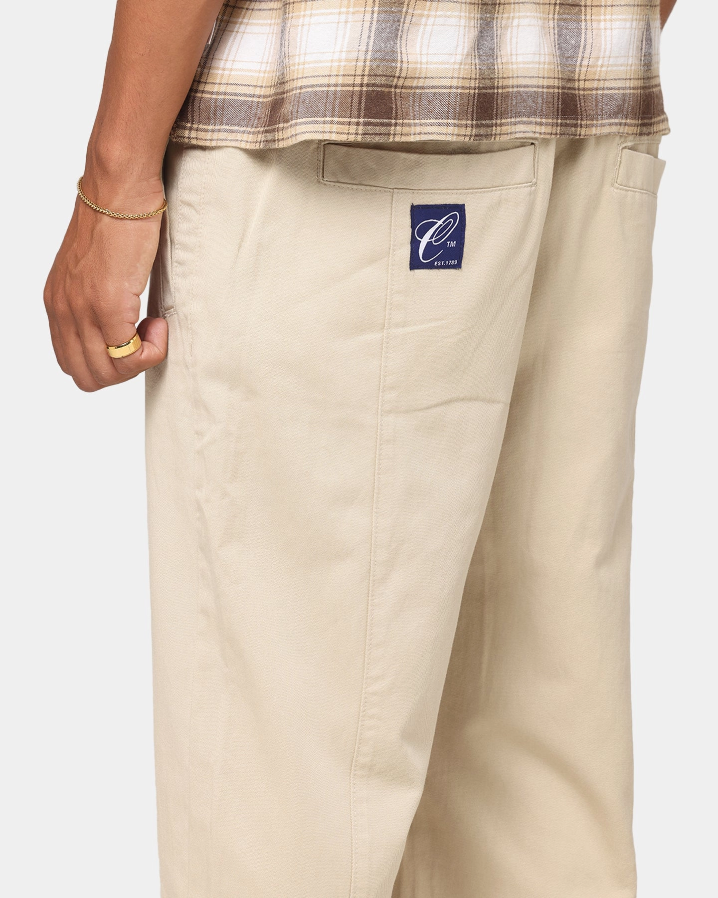 Office Wear Layered Panel Design Carre C-Track Pant Khaki