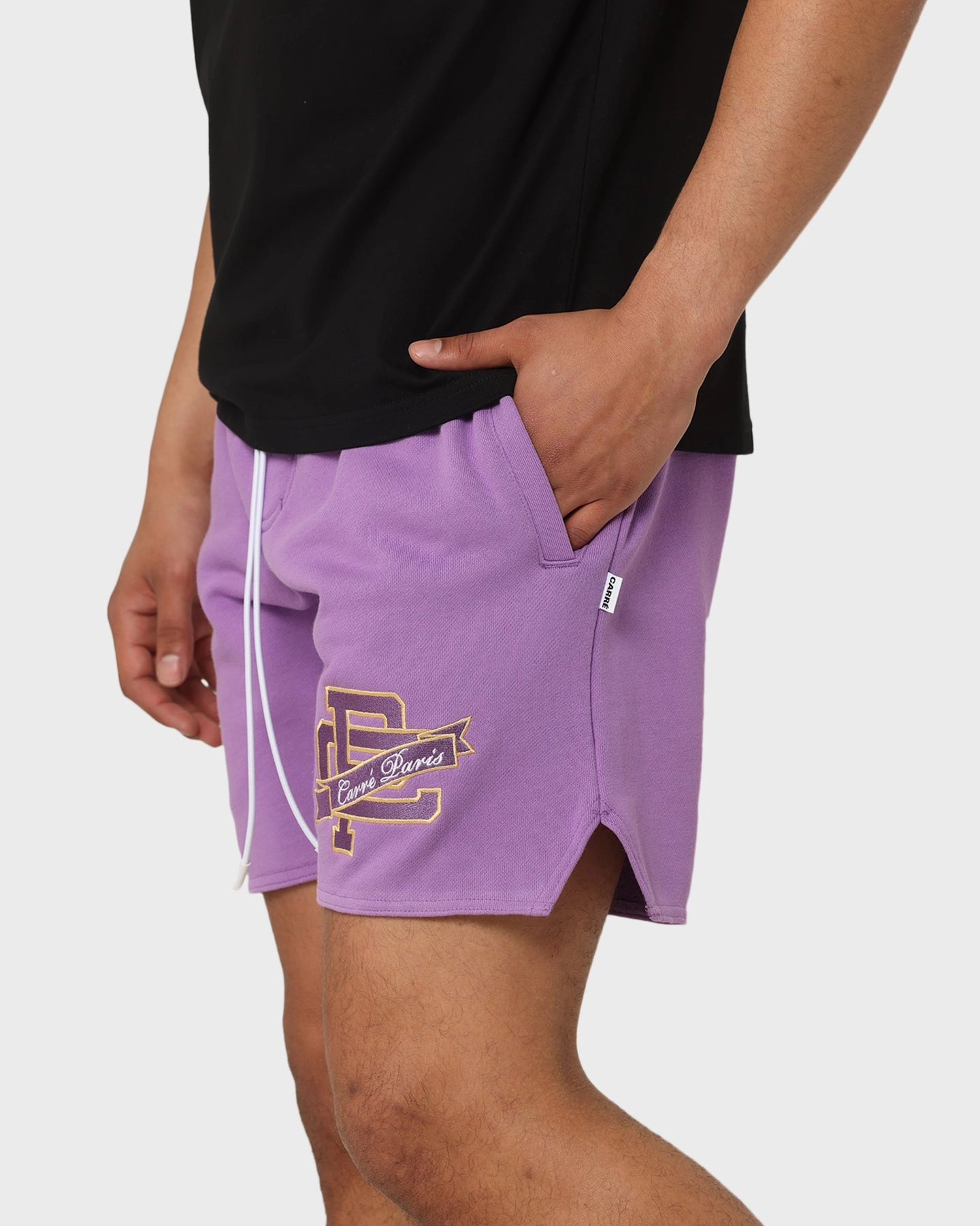 hypoallergenic Quick Access Pockets Carre Team Paris Sweat Shorts Purple