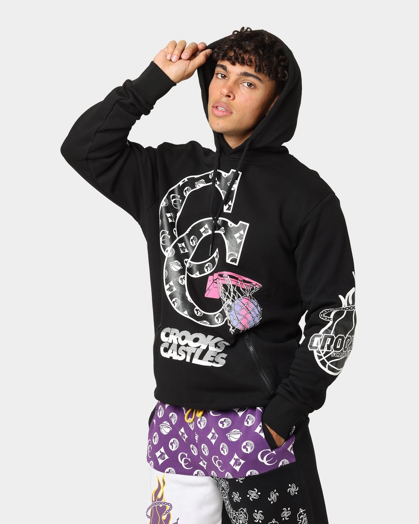 suitable for fashion contests All Weather Versatility Crooks & Castles Miami Sportek Hoodie Black