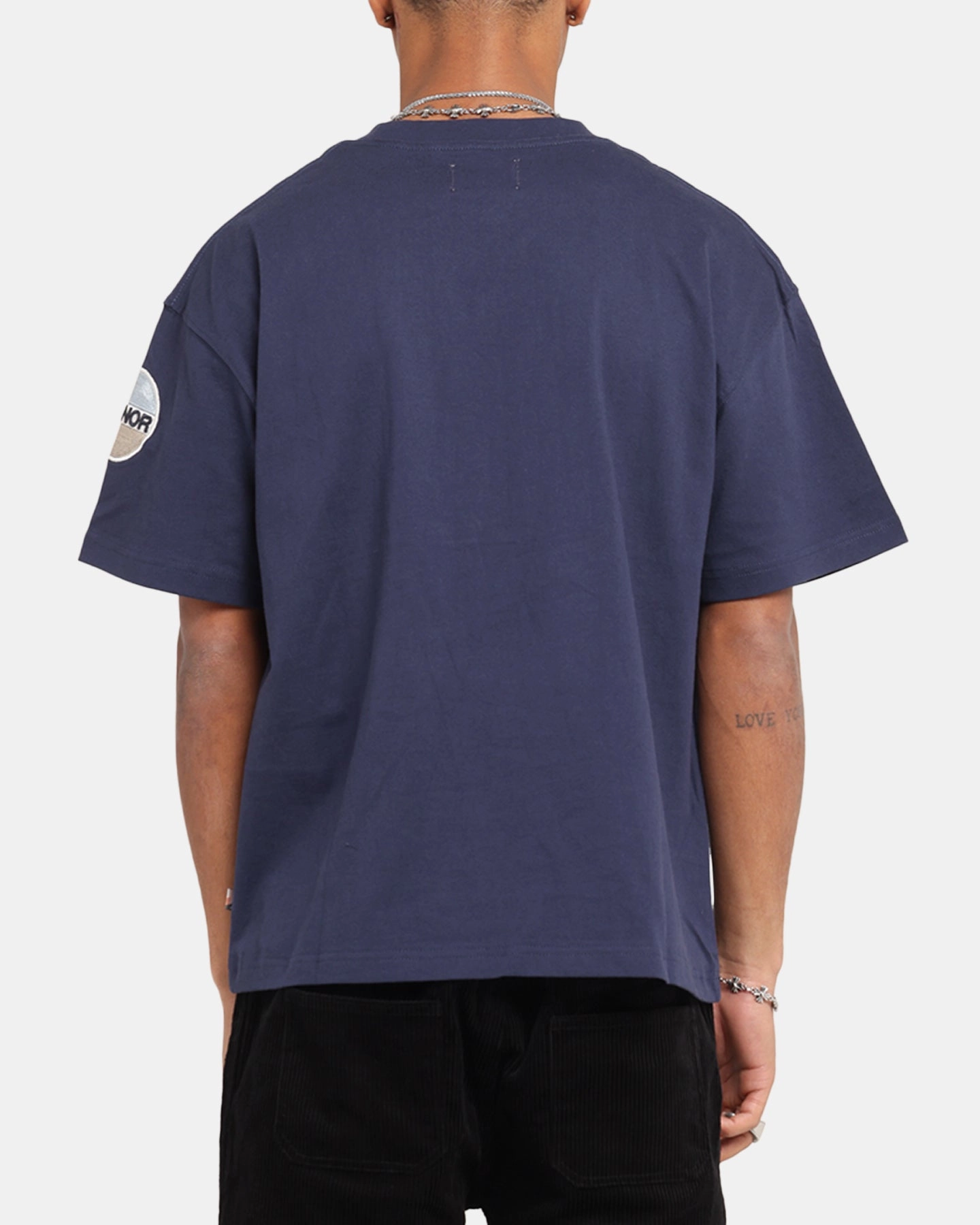 Honor The Gift Auto Club Boxy T-Shirt Navy Reversible Design Concept