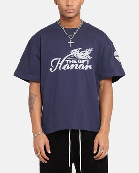 Honor The Gift Auto Club Boxy T-Shirt Navy Comfortable And Trendy