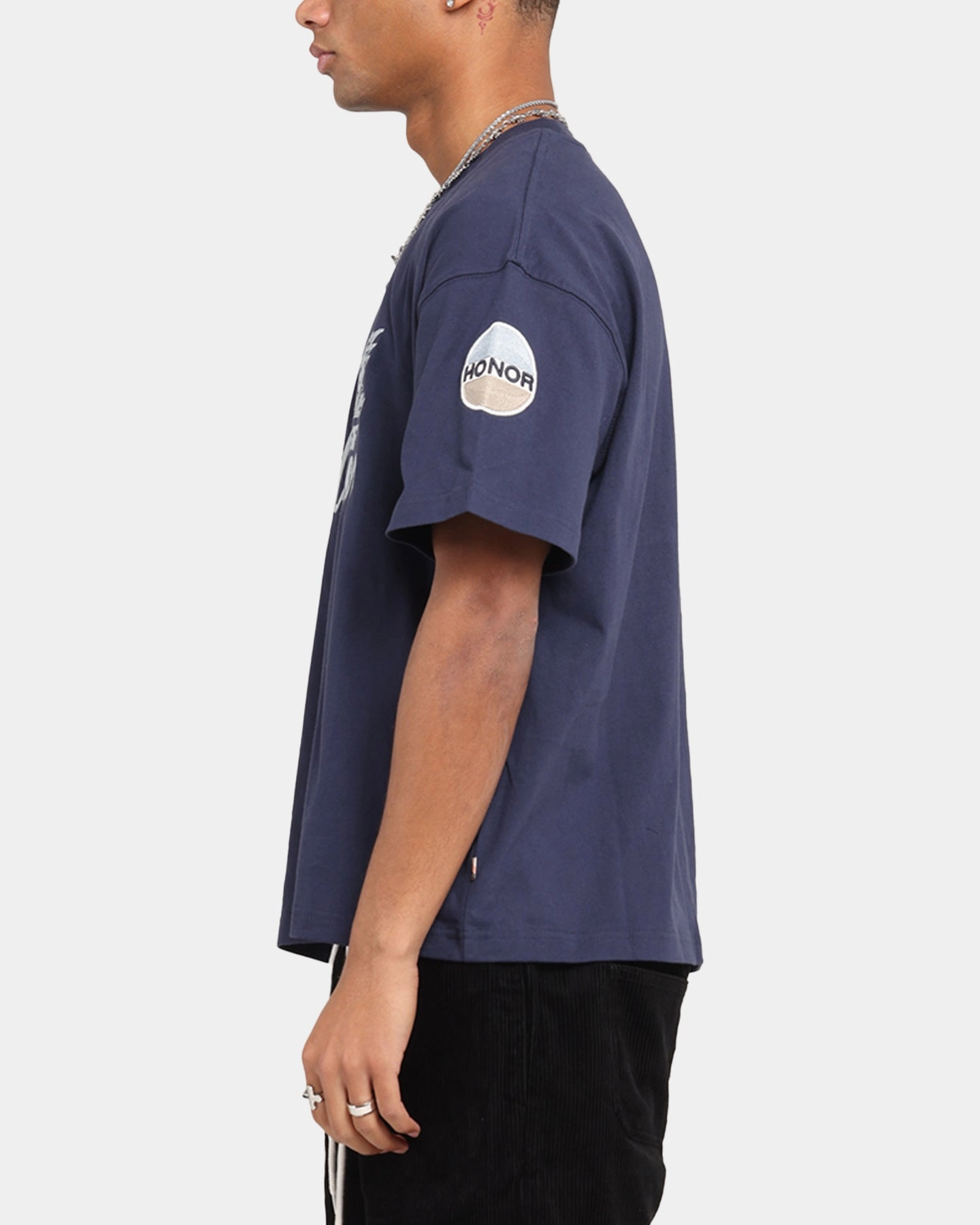 Honor The Gift Auto Club Boxy T-Shirt Navy Casual Statement
