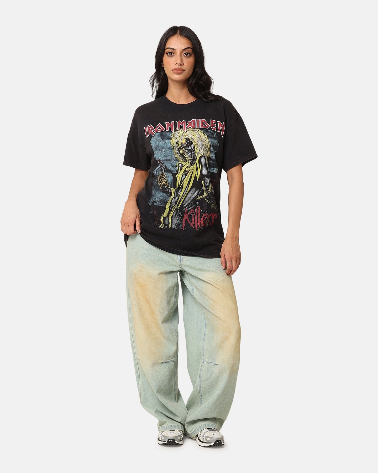 Iron Maiden Killers Green T-Shirt Black Vintage petite size