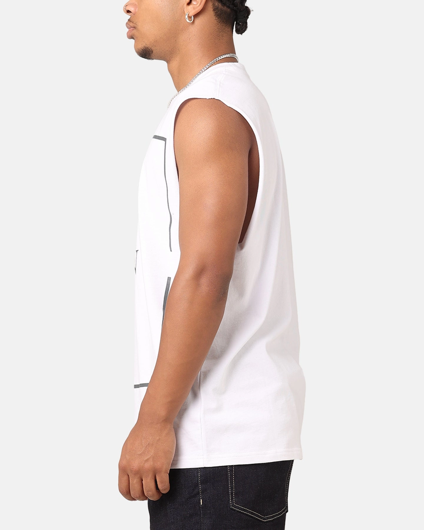 Geometric Print Saint Morta Division Oversized Muscle T-Shirt White/Black