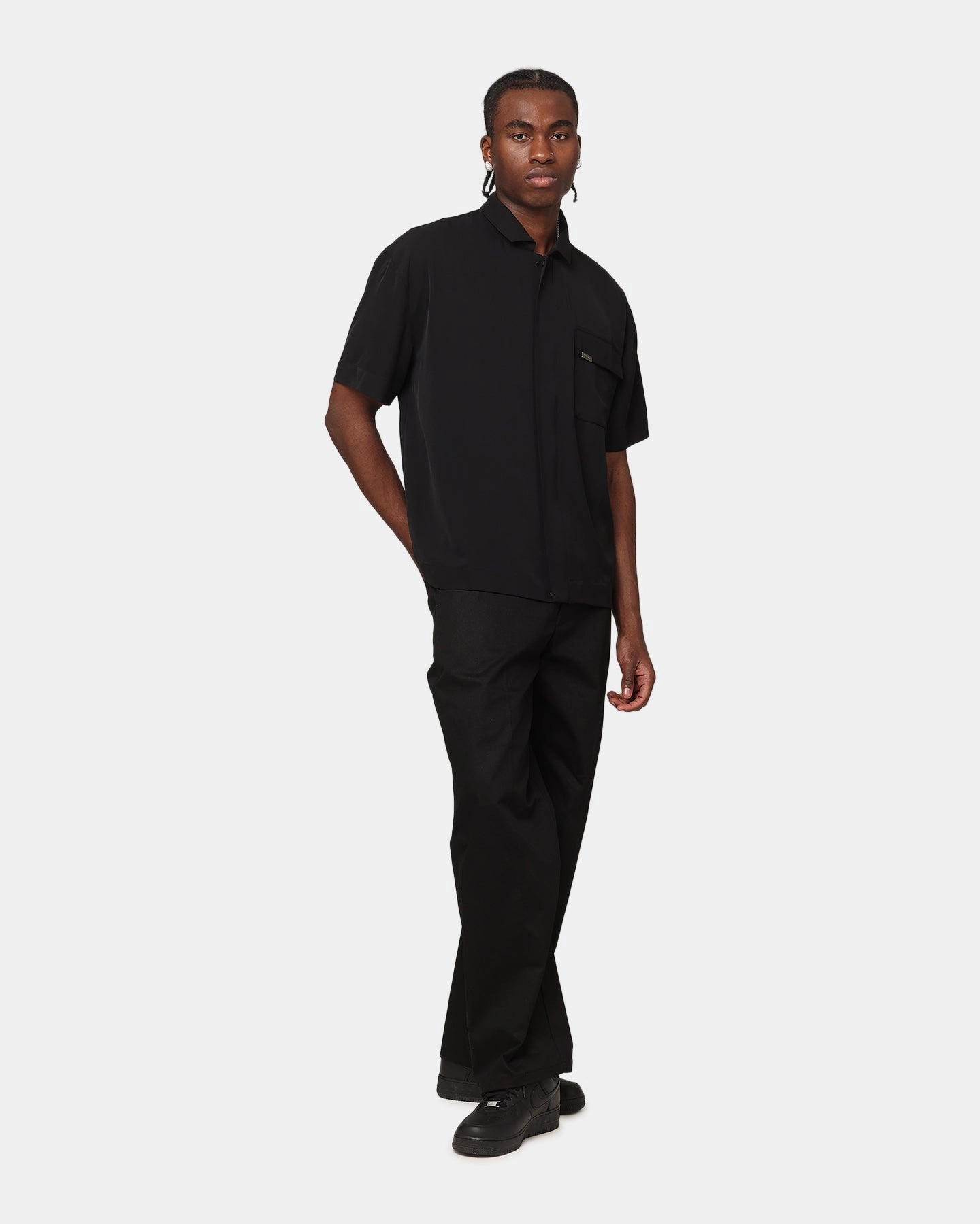 Street Utility Feminine Cut Carre Studio Baggy Pants Black
