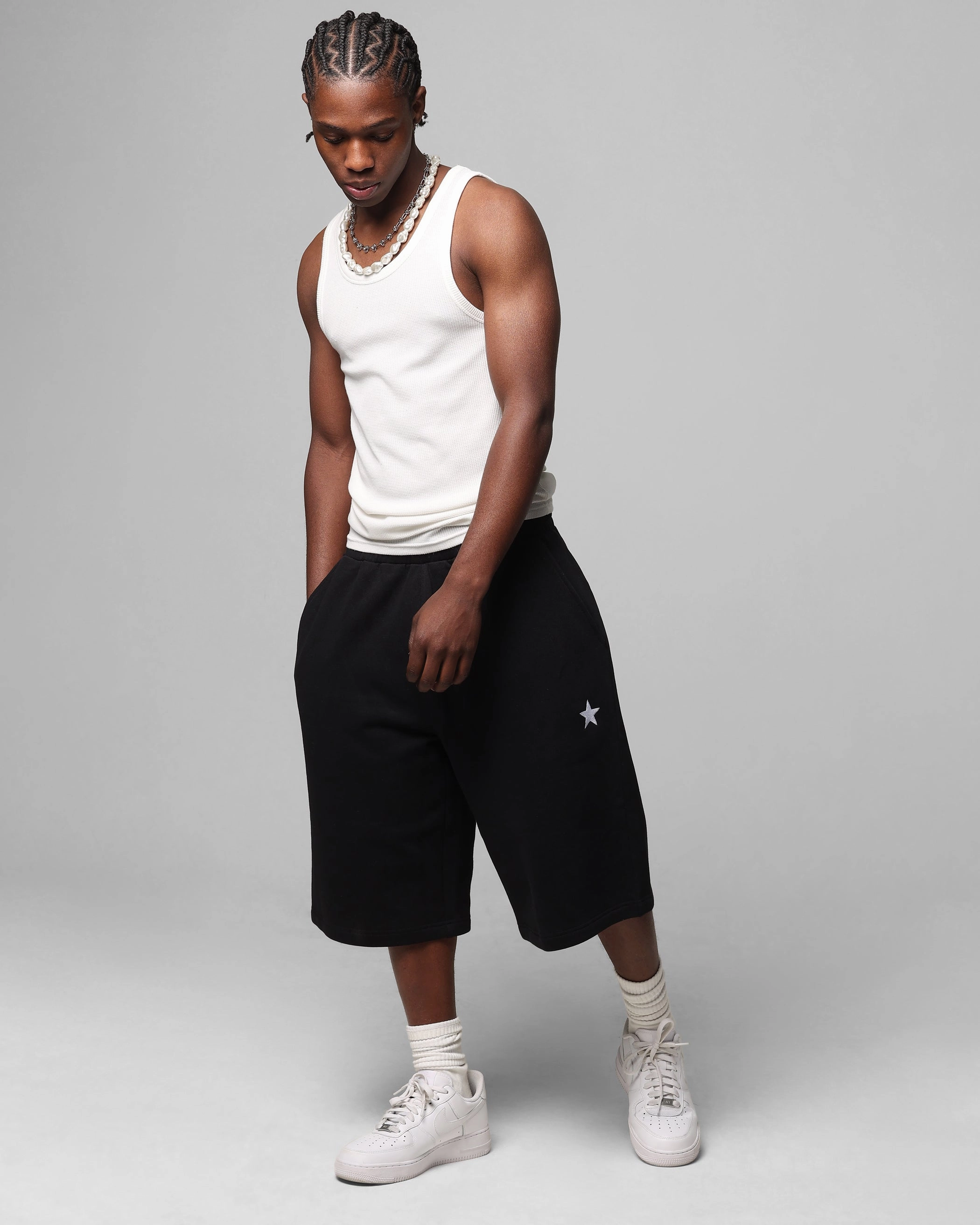 UV Protection Microfiber Blend Fabric Loiter Premium Essentials Sweat Shorts Black
