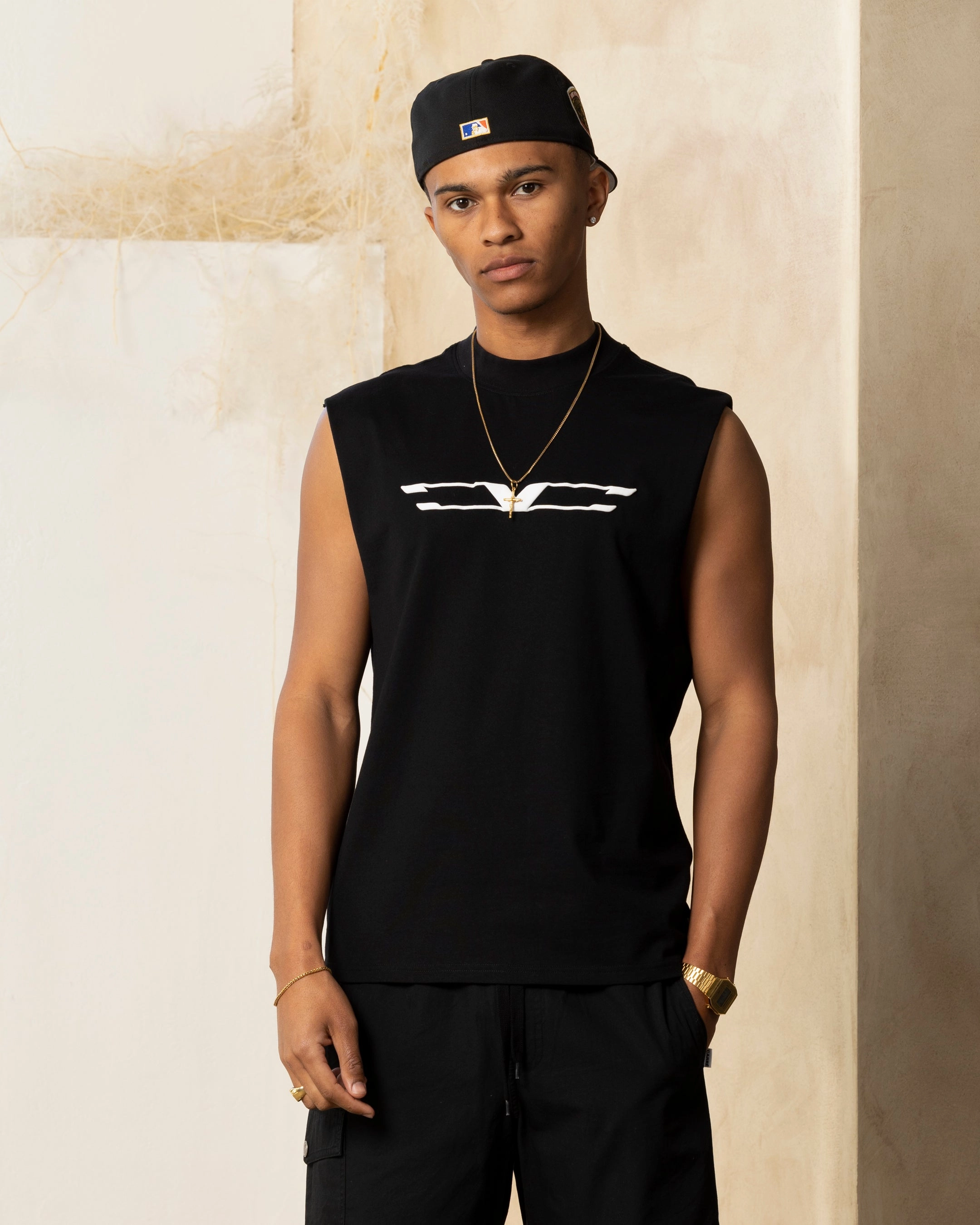 Carre Revolution Muscle T-Shirt Black Colorfast Material Crew neck classic