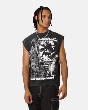 Loiter Soulless Oversized Muscle T-Shirt Vintage Black BreathableFabric