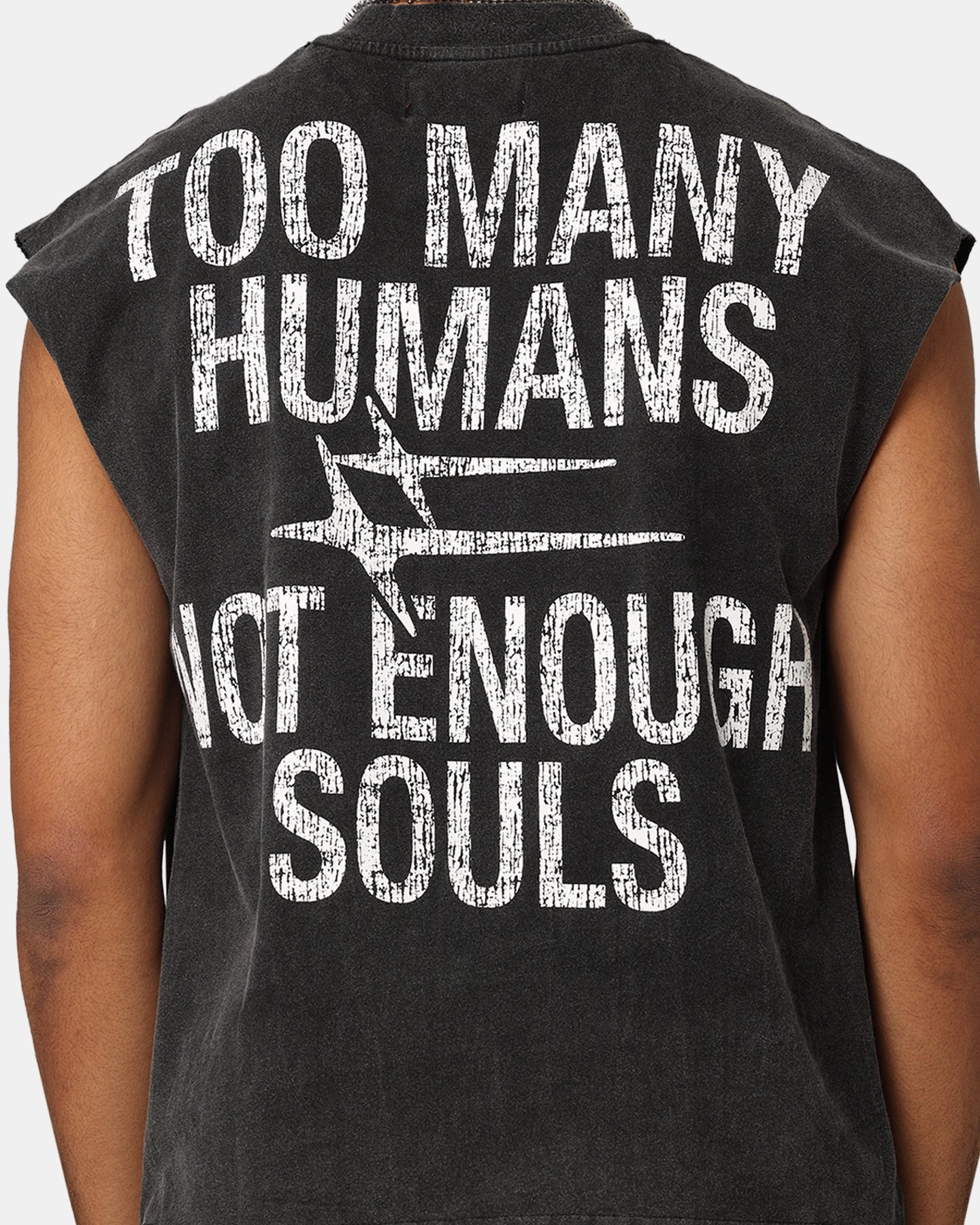 Loiter Soulless Oversized Muscle T-Shirt Vintage Black Brushed Interior Lining MinimalBranding