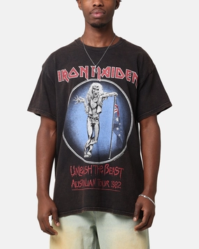 Breezy Comfort Embroidered Iron Maiden Unleash Tour Vintage T-Shirt Black Vintage