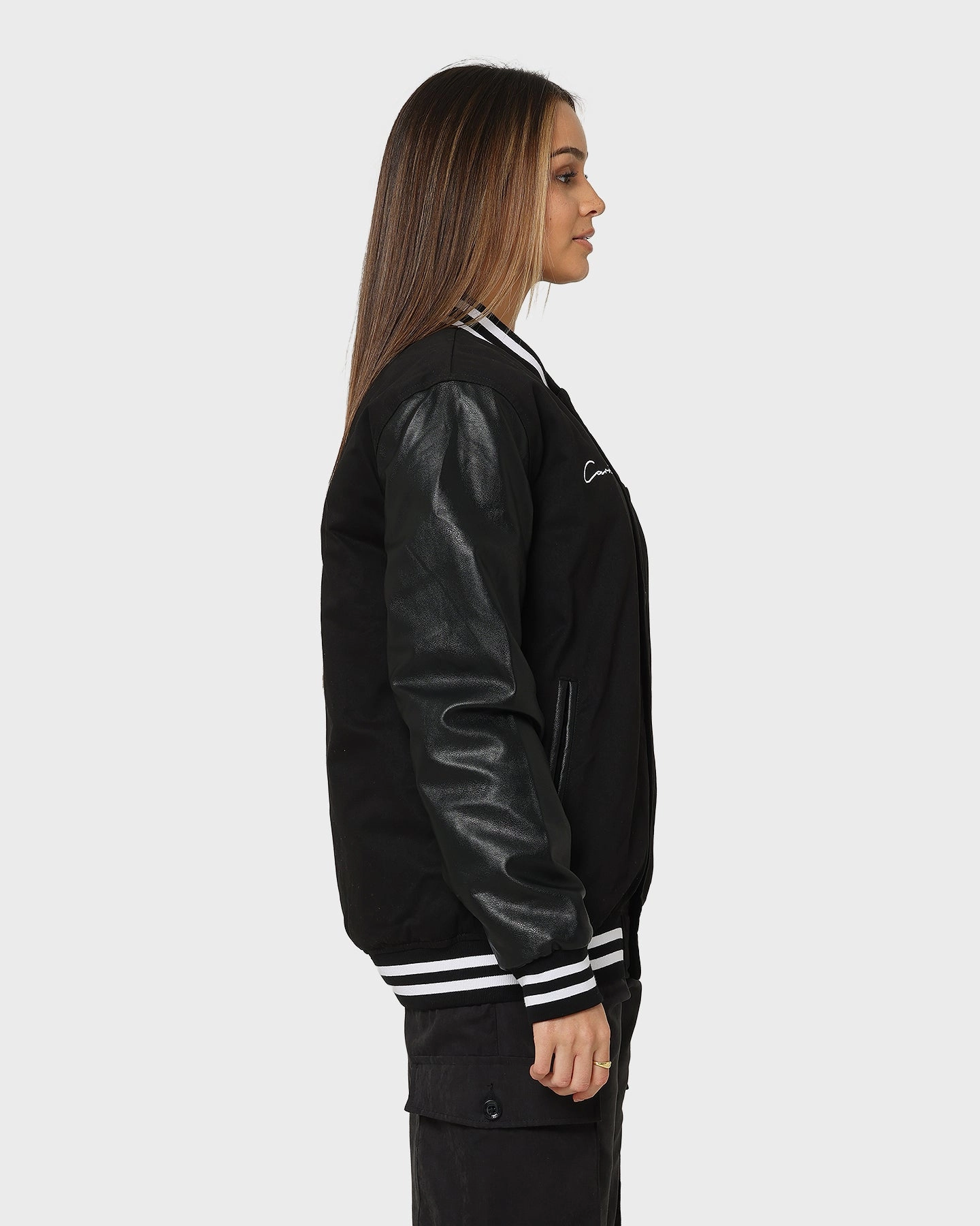 Carr?? MVP Varsity Jacket Black Urban Grid Fleece Lining