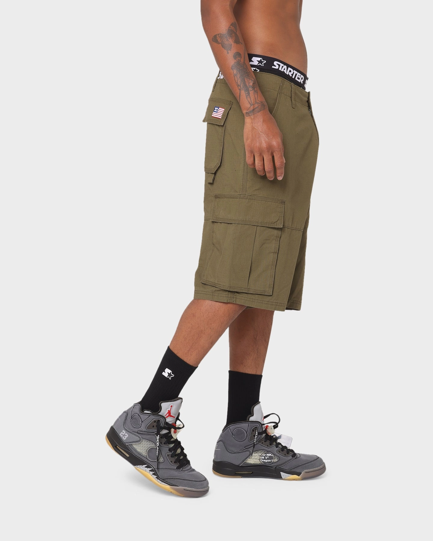 Starter Rugged Terrain Cargo Shorts Khaki Green Cool Basic