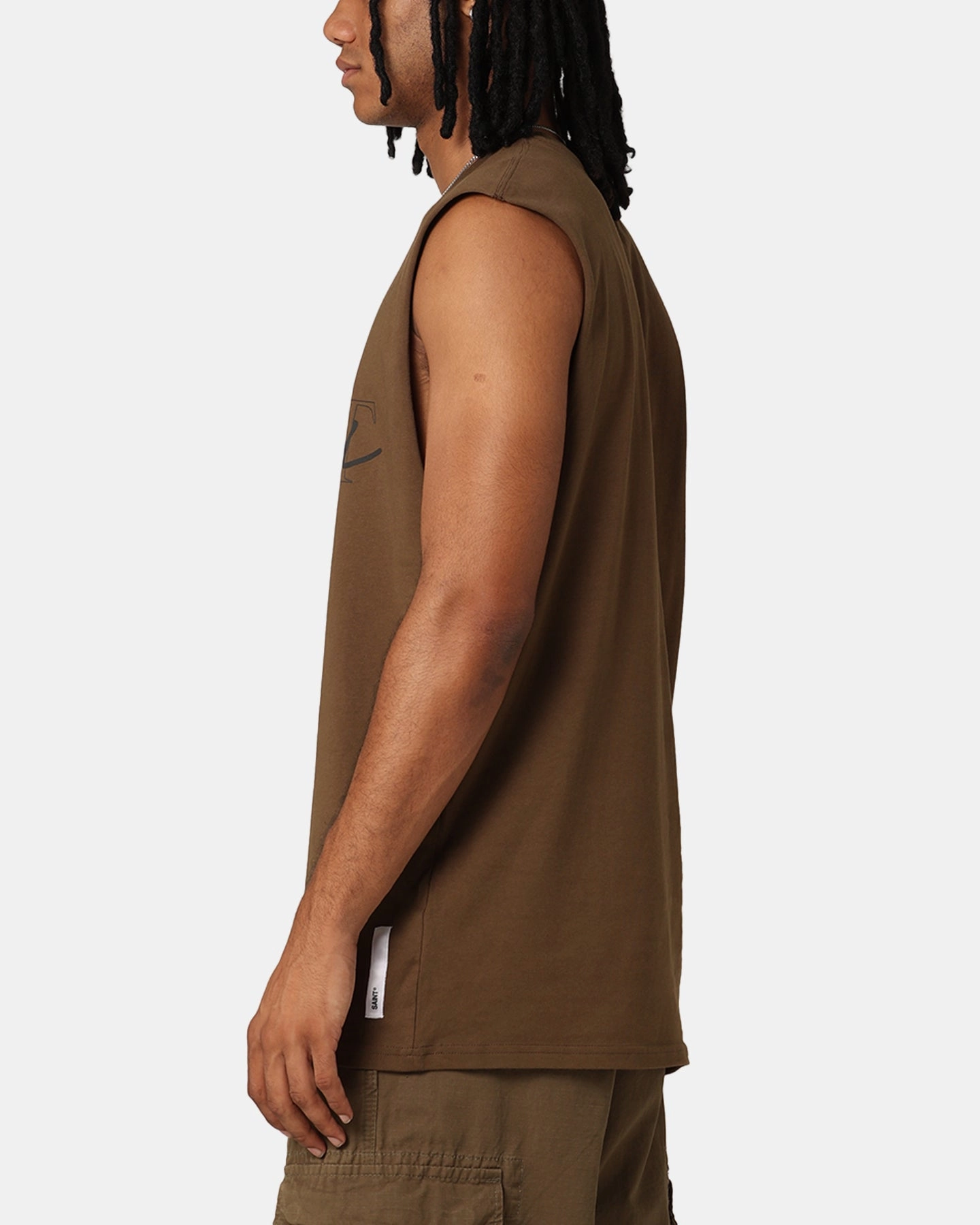 winter warmth Fun and Relaxed Saint Morta Interlock Oversized Muscle T-Shirt Army Green