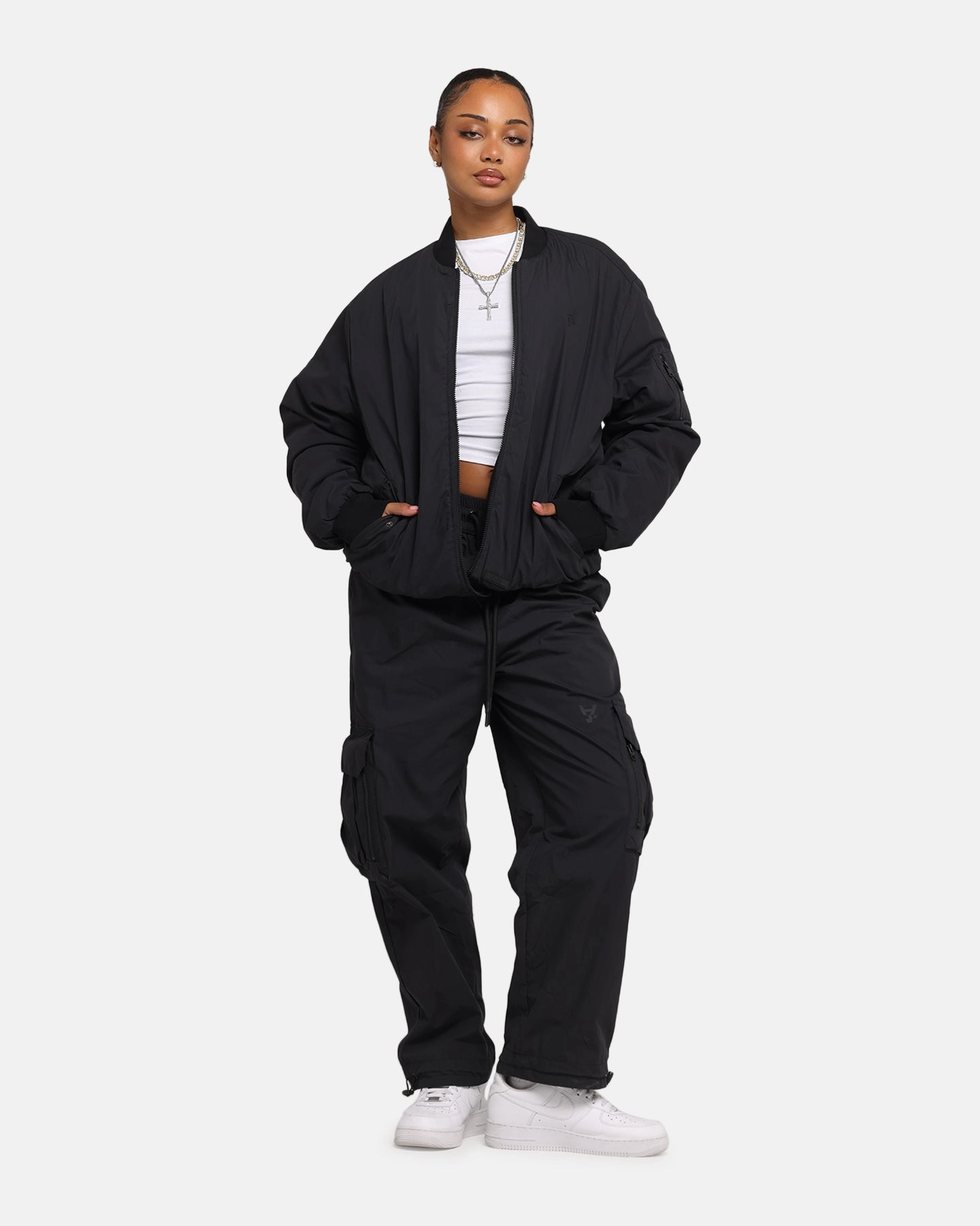 The Anti Order Anti Essential Oversized Bomber Jacket Black Smooth Finish Light Reflective