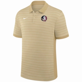 Layering Essential Nike Men's Seminole Logo Dri-fit Victory Stripe Polo - Vegas Gold