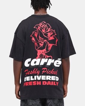 Reinforced Hemline Carre Freshly Picked T-Shirt Black Acidwash