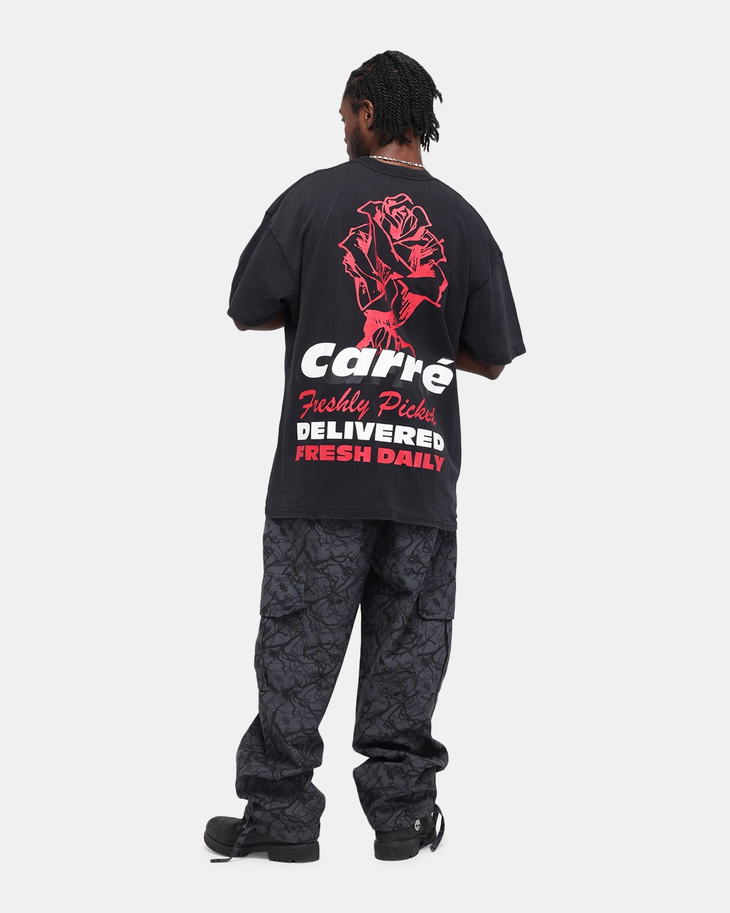 Carre Freshly Picked T-Shirt Black Acidwash Wrinkle Resistant Casual Wear