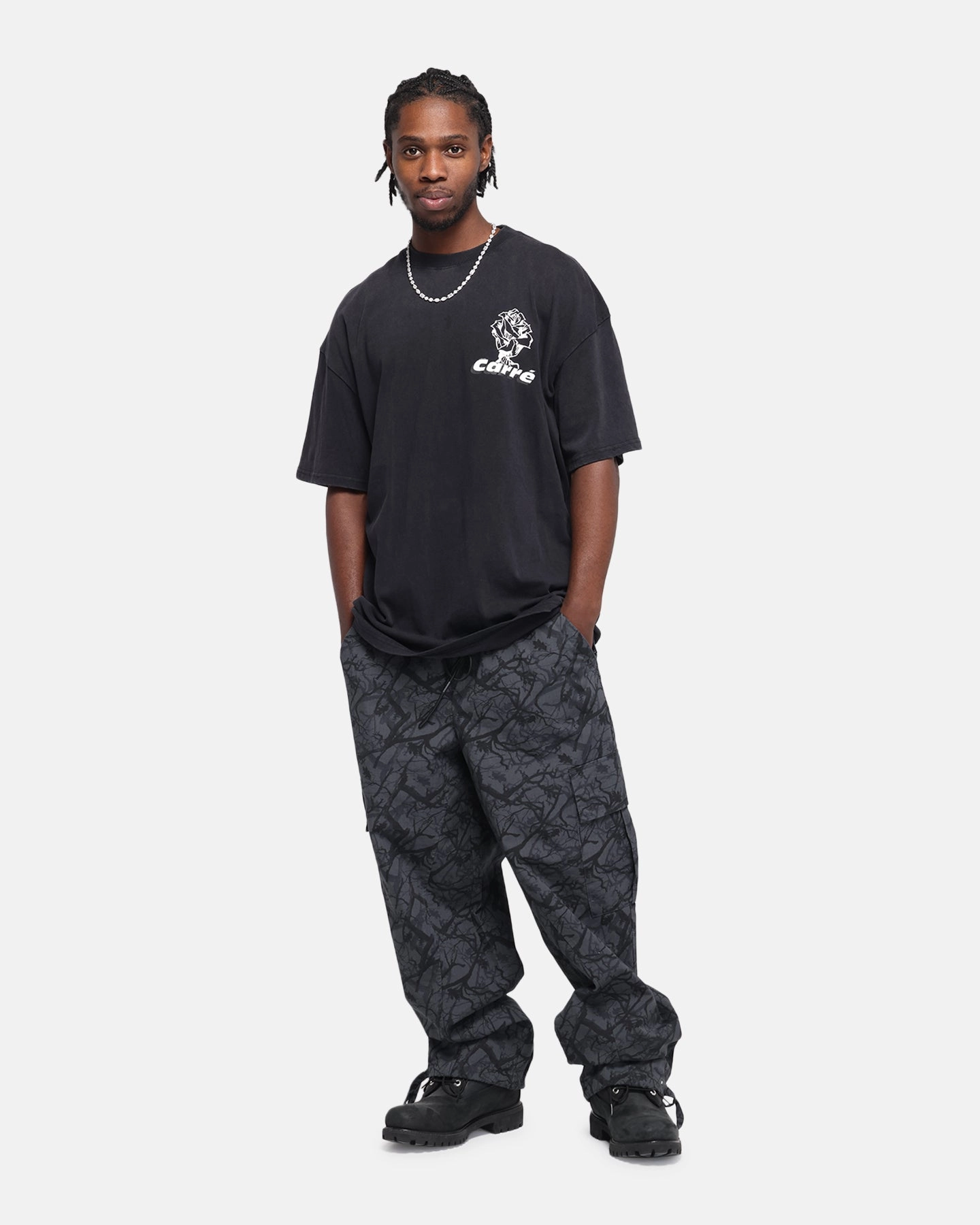 EthicalProduction Soft Touch Carre Freshly Picked T-Shirt Black Acidwash