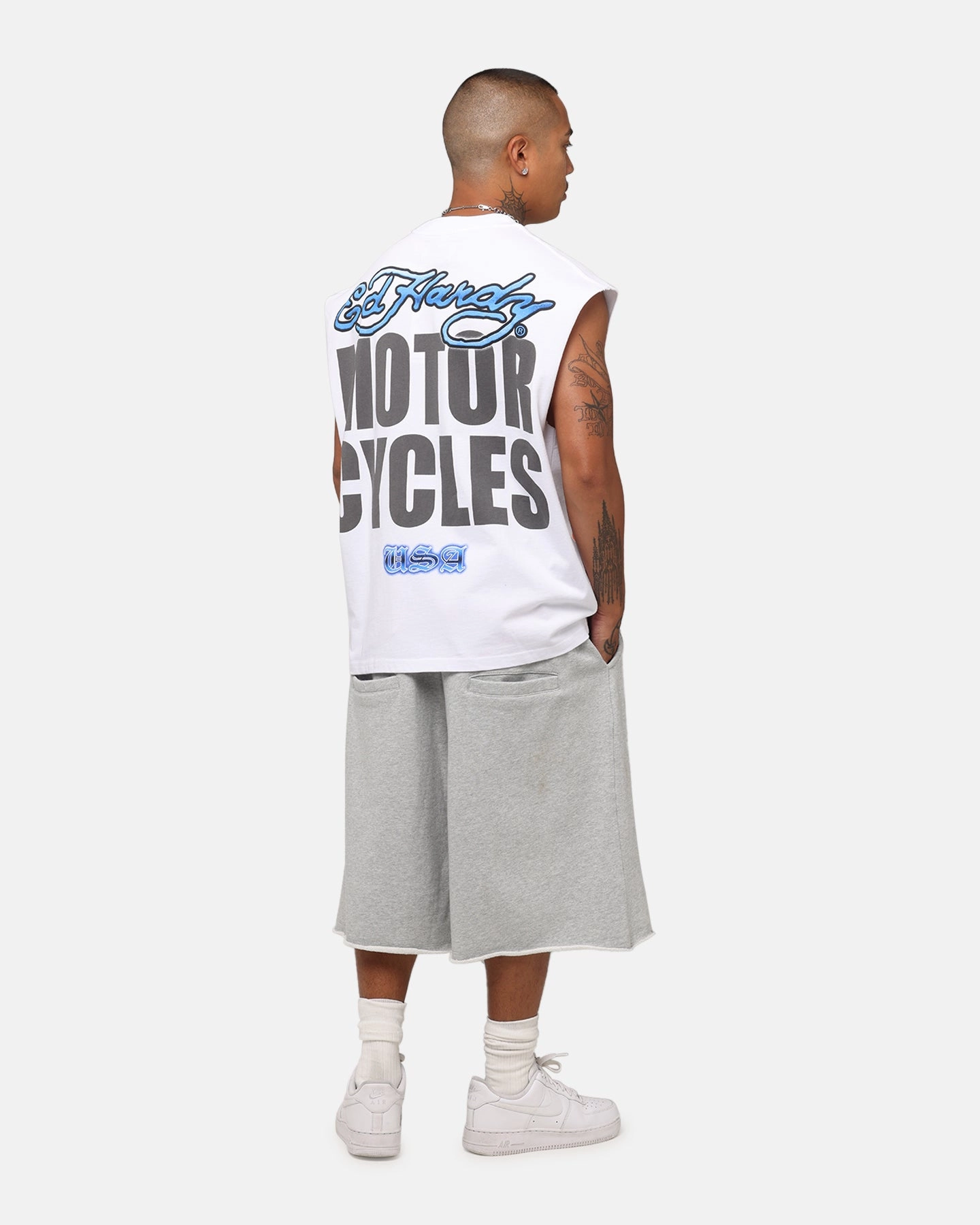 Functional Comfort Ed Hardy Motorcycles Tiger Muscle T-Shirt White