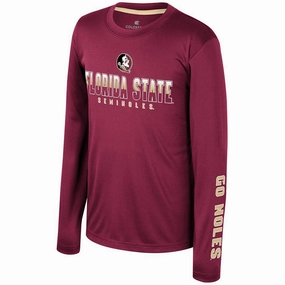 Modern Comfort Style Versatile Wardrobe Piece Colosseum Youth Seminole Logo/Florida State Seminoles Long Sleeve Performance T-shirt - Garnet