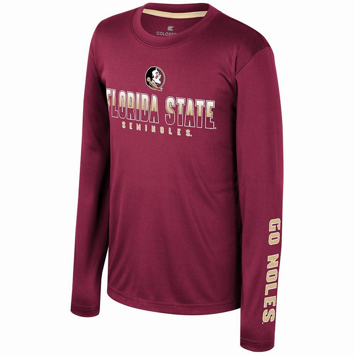 Everyday Comfort Easy Comfort Colosseum Youth Seminole Logo/Florida State Seminoles Long Sleeve Performance T-shirt - Garnet
