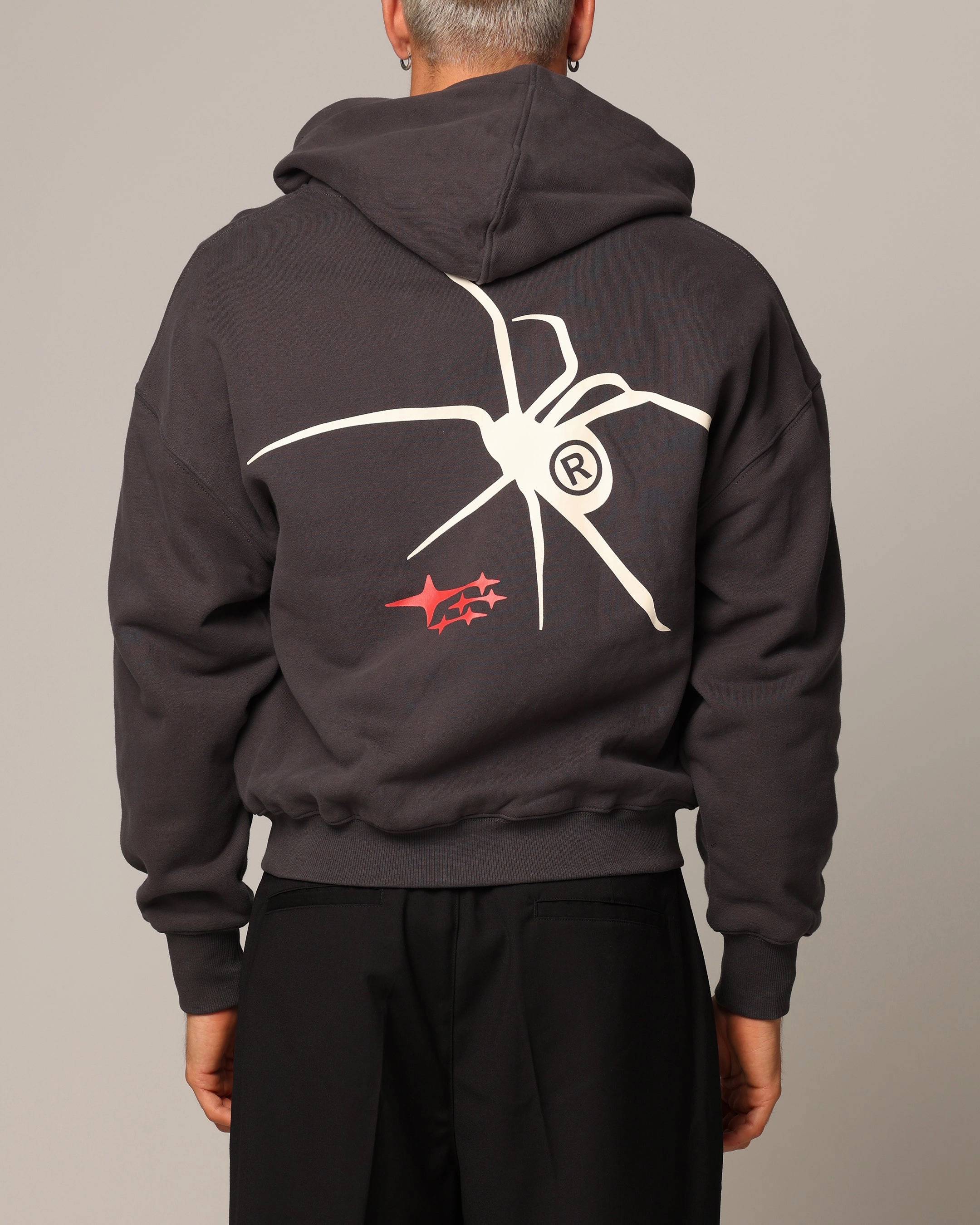Loiter Spider Zip Hoodie Charcoal Oversized State
