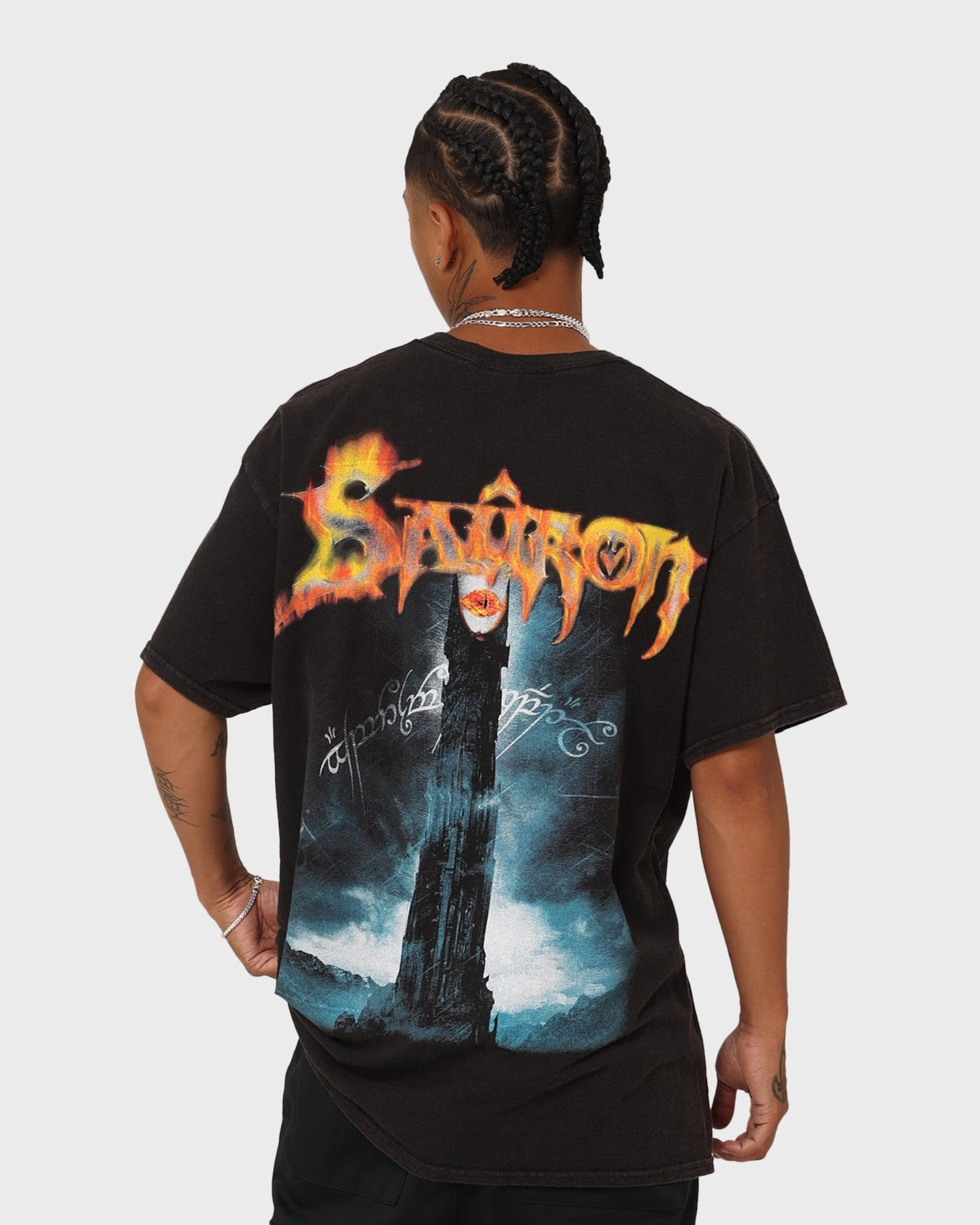 American Thrift X The Lord of The Rings The Sauron Vintage T-Shirt Black Wash Chic Style Summer Style