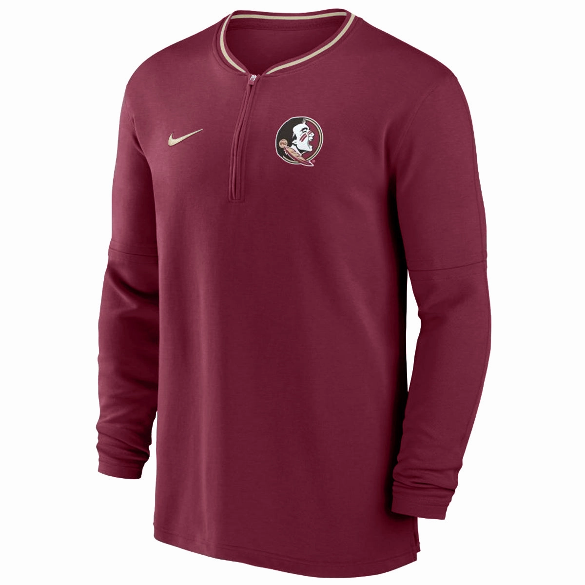 Day To Night Breathable Mesh Panels Nike Men's 2024 Seminole Logo Dri-fit Half-zip Coach's Top - Garnet