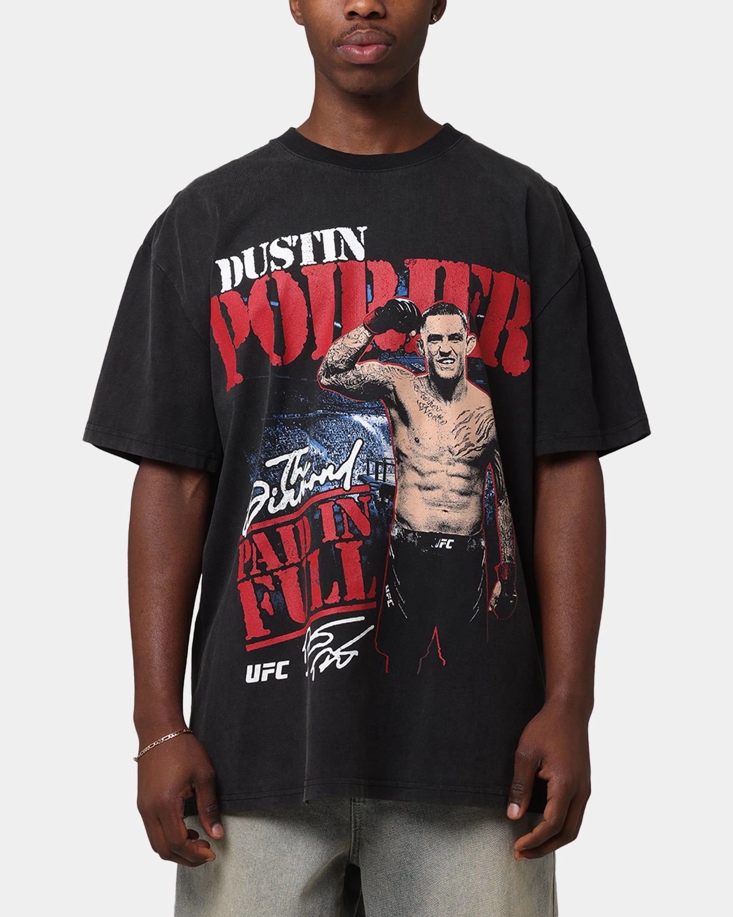 Light and Comfortable UFC By Culture Kings Dustin Poirier Paid In Full Vintage Heavy T-Shirt Vintage Black