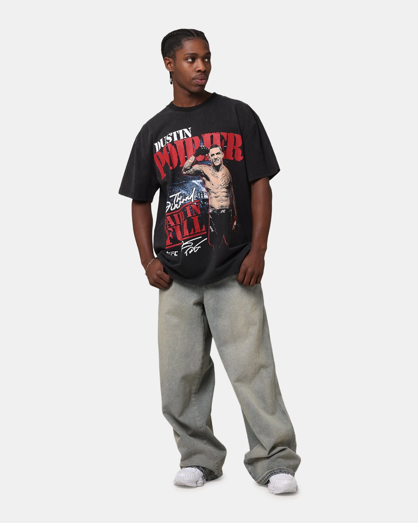 UFC By Culture Kings Dustin Poirier Paid In Full Vintage Heavy T-Shirt Vintage Black Beachwear