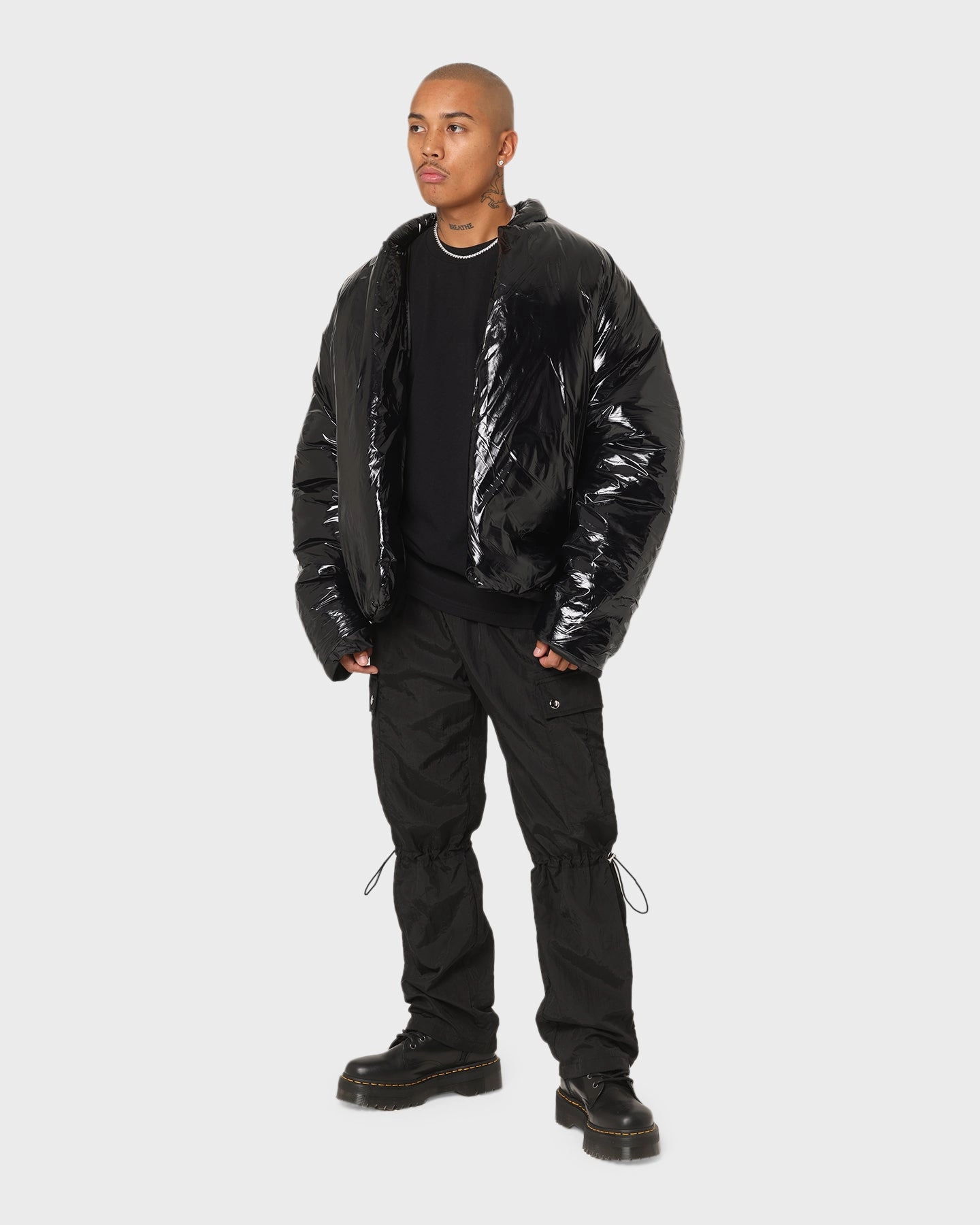 Club Paradise  Paxton Puffer Jacket Black Taped Neckline Seams
