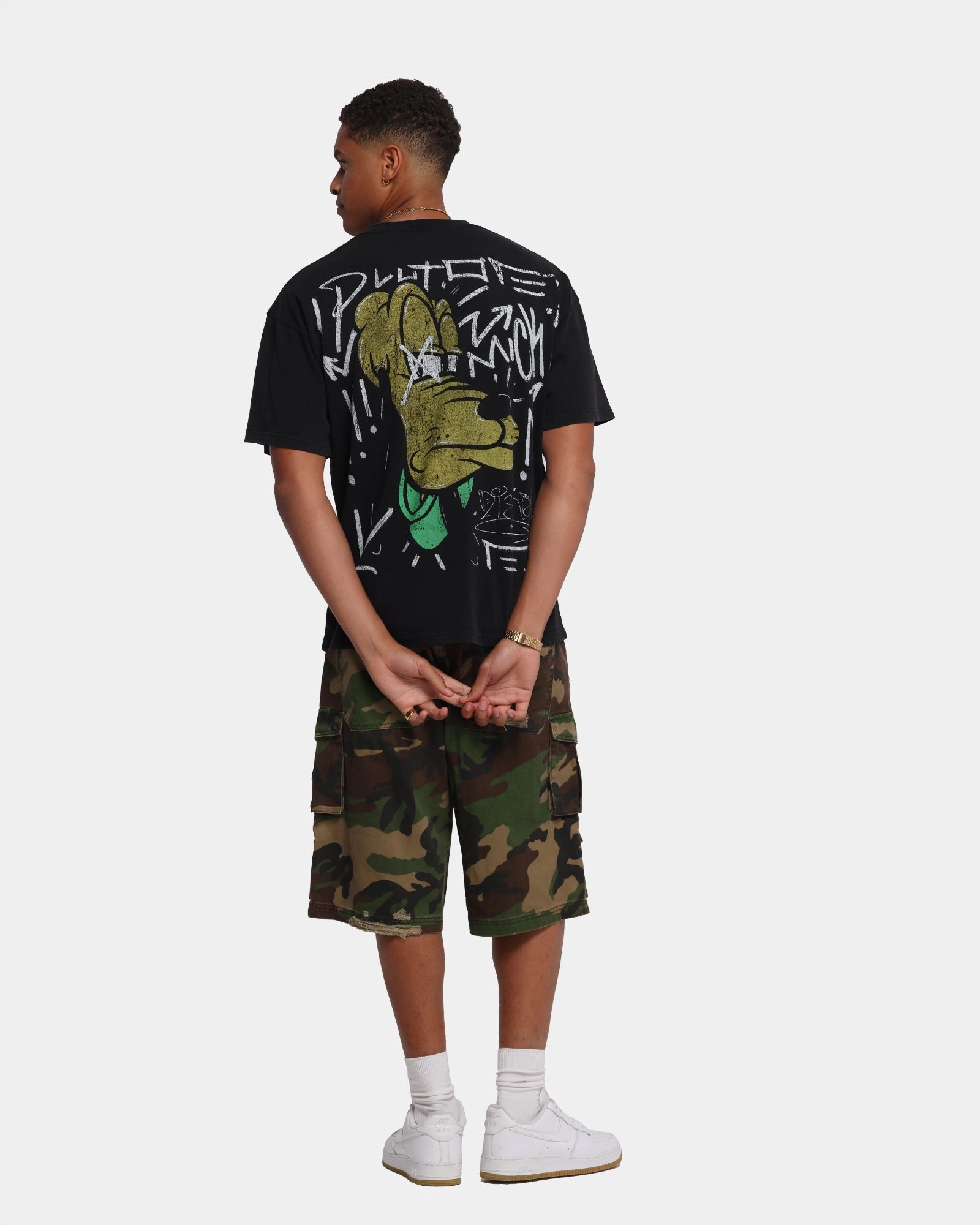 American Thrift Disney Pluto T-Shirt Black Relaxed Fit Design