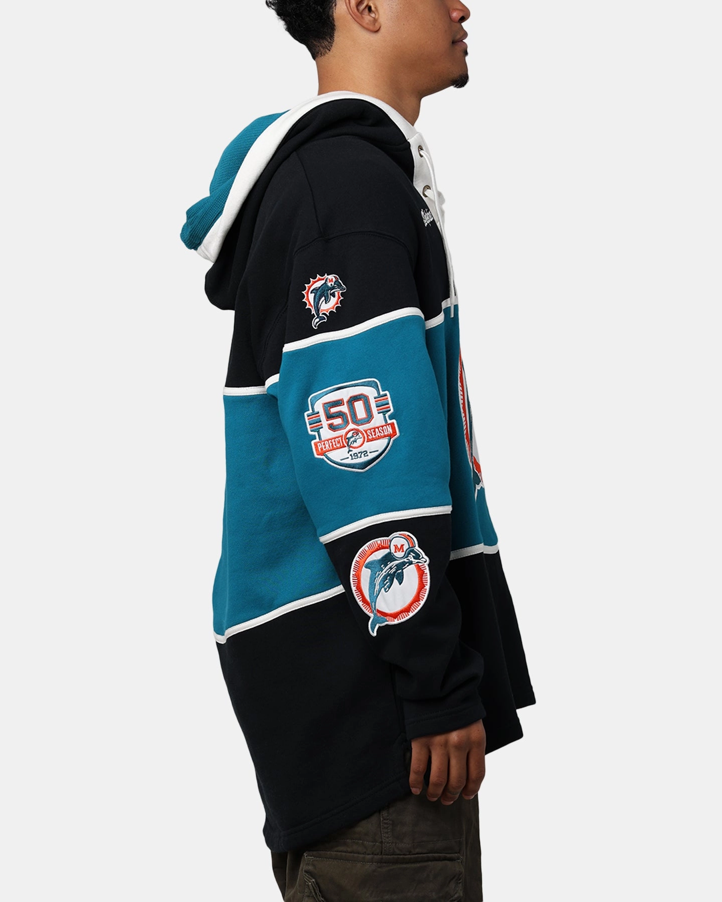 festival HighCollar Design 47 Brand Miami Dolphins Super Bowl Gridiron Lacer Hoodie Jet Black