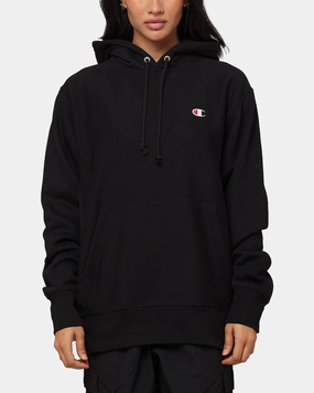 Noise Reduced Fabric Mid-layer Champion Reverse Weave Small C Hoodie Black