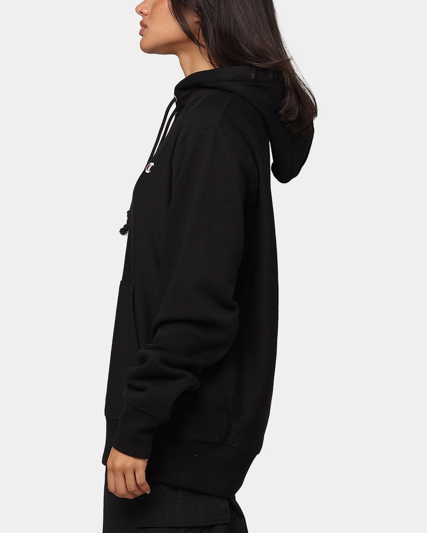 Taped Seams Champion Reverse Weave Small C Hoodie Black