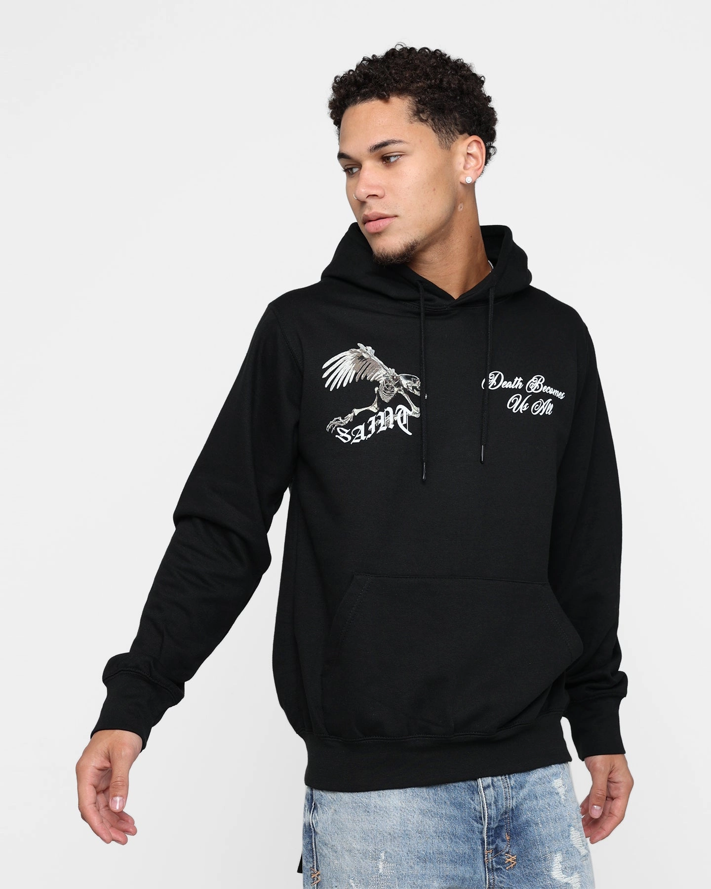 Hidden Zipper Closure Outdoor Activity Saint Morta Departed Hoodie Black