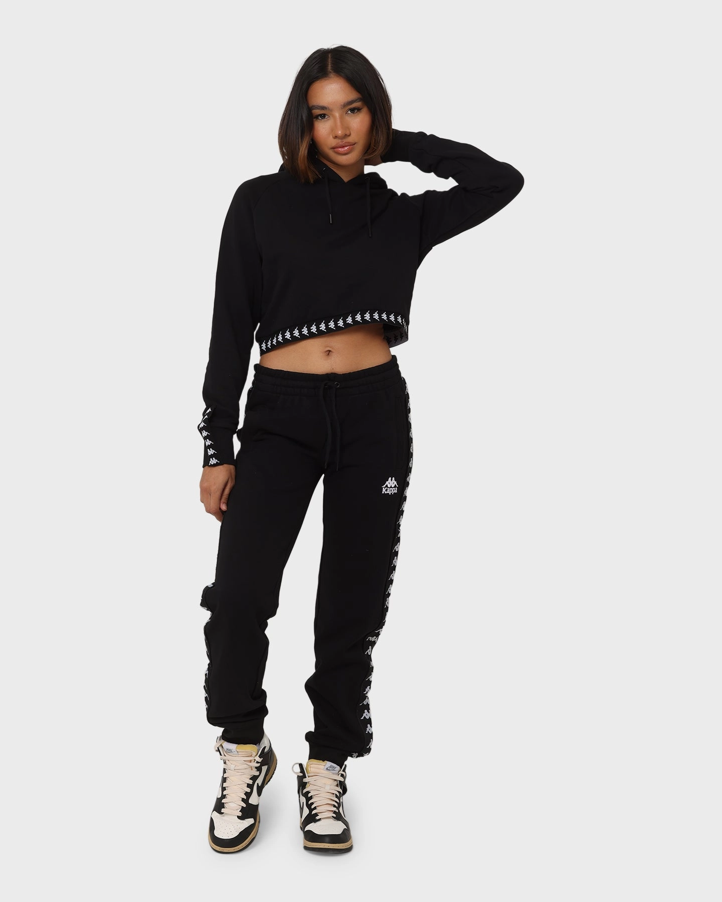 Kappa Women's 222 Banda Vanity Jacket Black/White Alarm Patchwork
