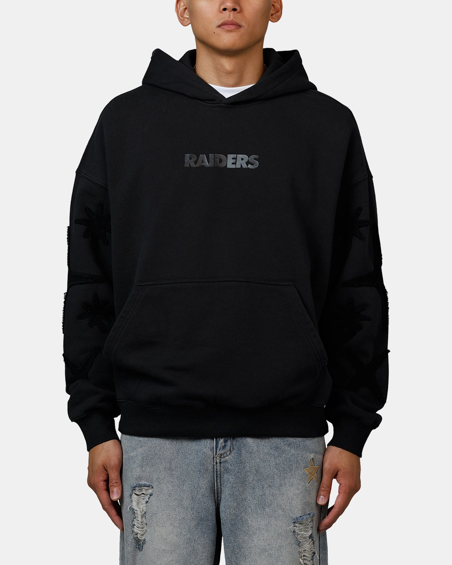 Mitchell & Ness Las Vegas Raiders Crossover Hoodie Black Non Restrictive Cuffs