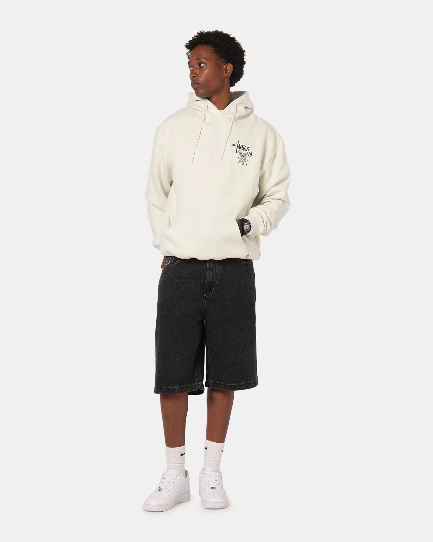 S Double Choose Your Weapon Hoodie Washed White Durable Seams