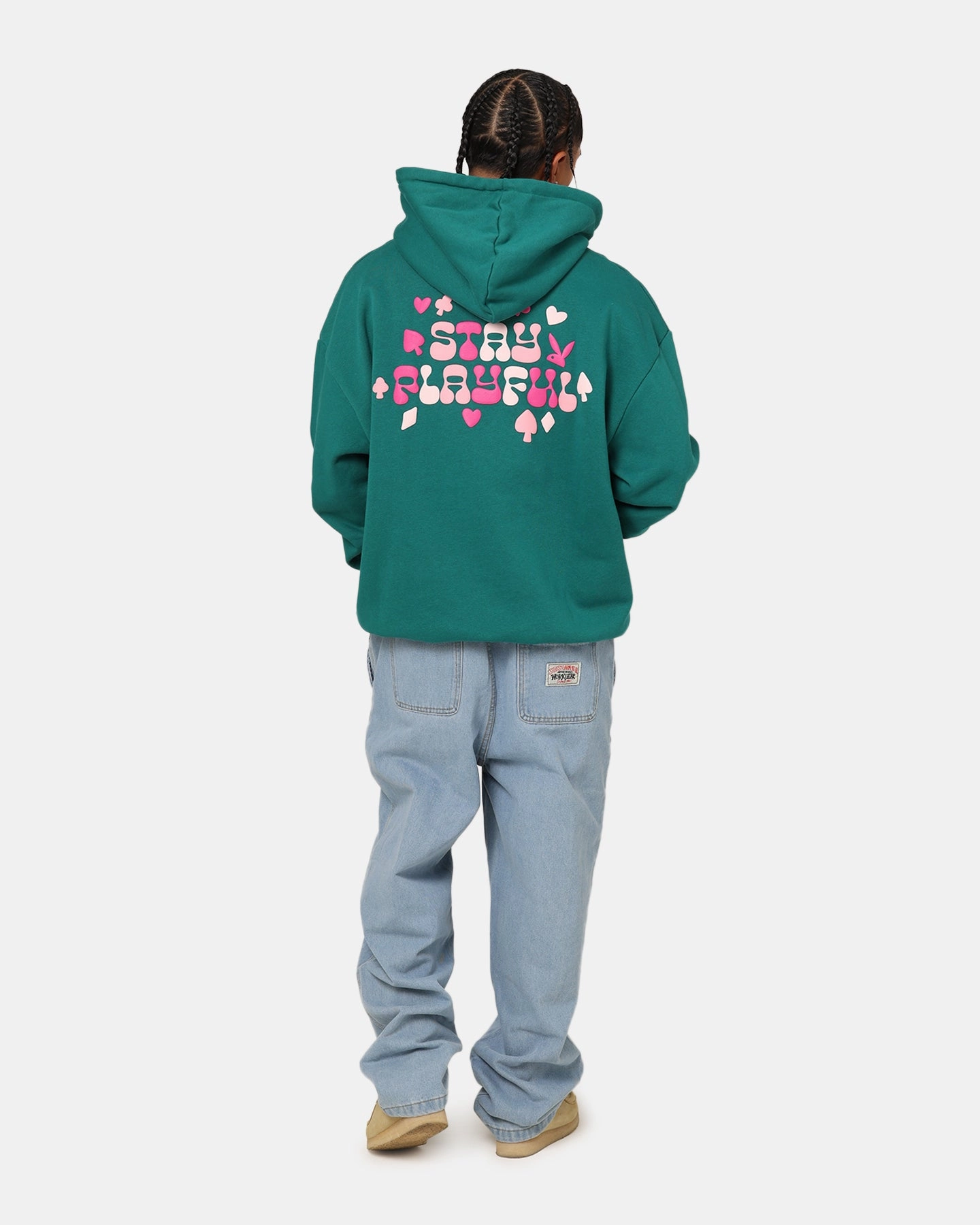 police officers Cooperate Playboy Stay Playful Hoodie Forest Green