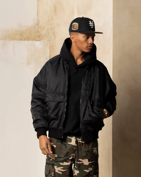 Carre Superior Oversized Bomber Jacket Black Safari