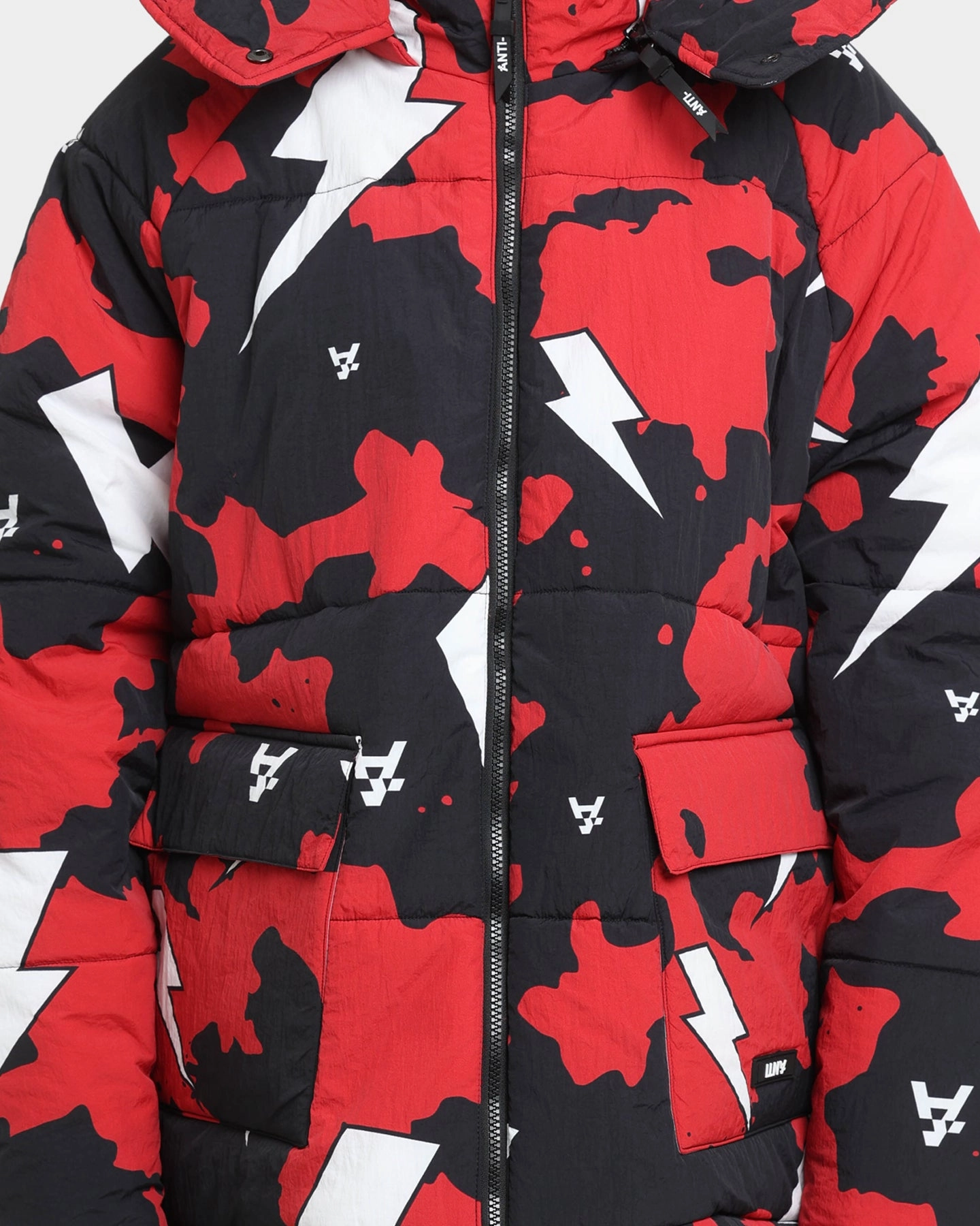 Lightweight Shield The Anti Order Storm Camo Puffer Jacket Black/Red/White