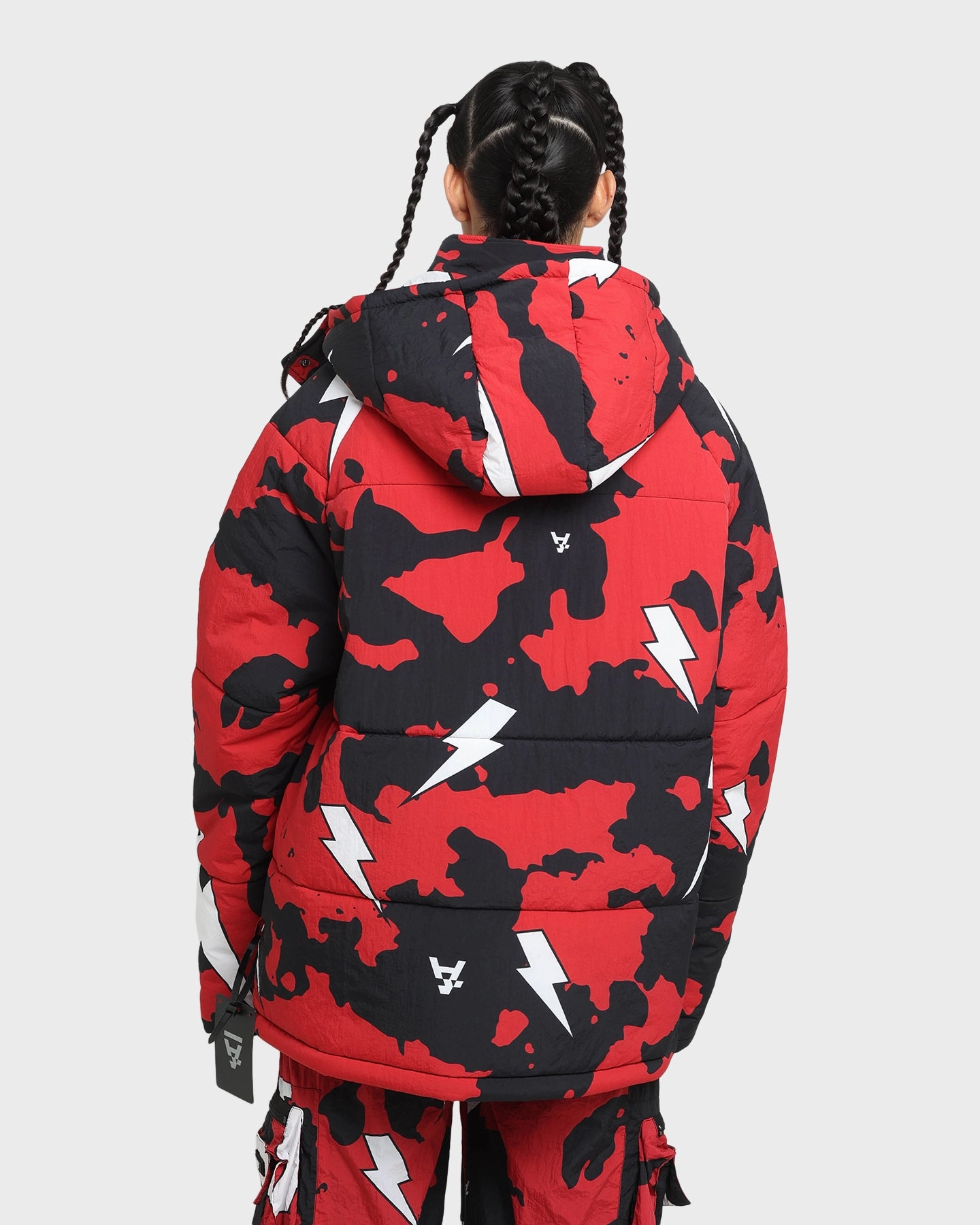 Trust Versatile Protection The Anti Order Storm Camo Puffer Jacket Black/Red/White
