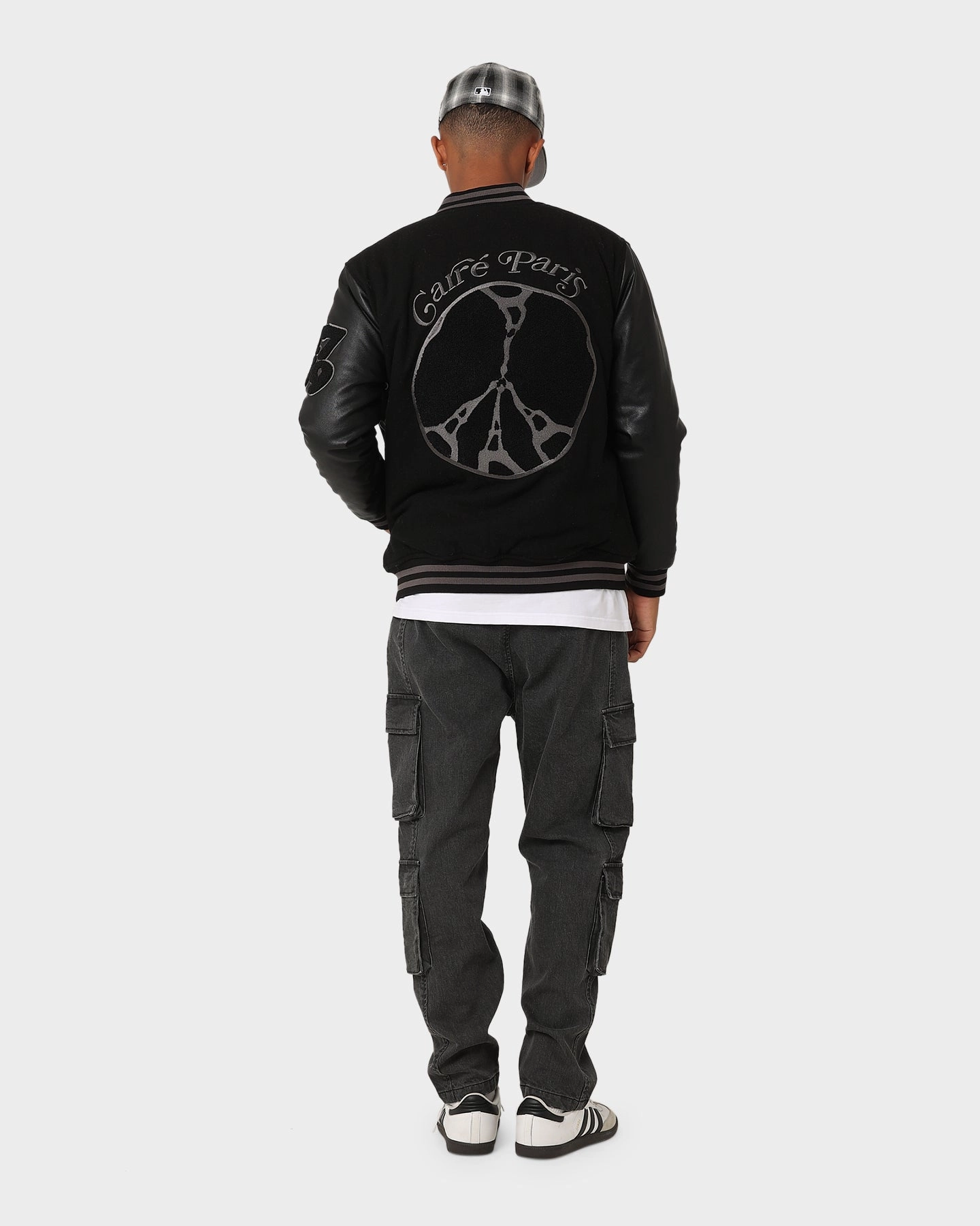 Carr?? Peace Varsity Jacket Black/Black Raglan Sleeve Construction fishermen