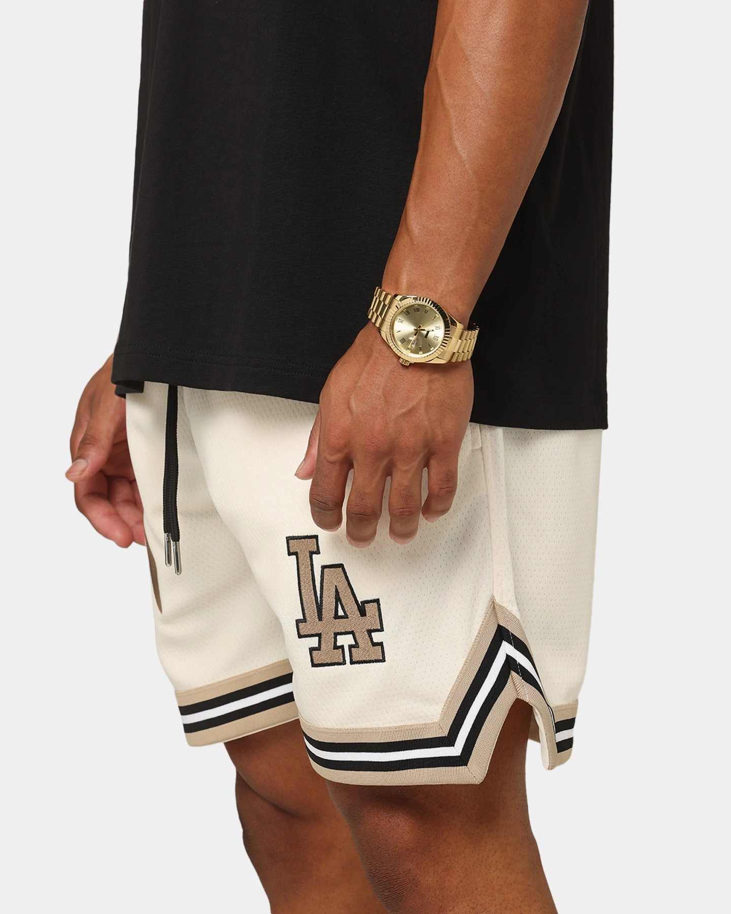 Daytime Style Sustainable Manufacturing New Era Los Angeles Dodgers Mesh Shorts Light Beige