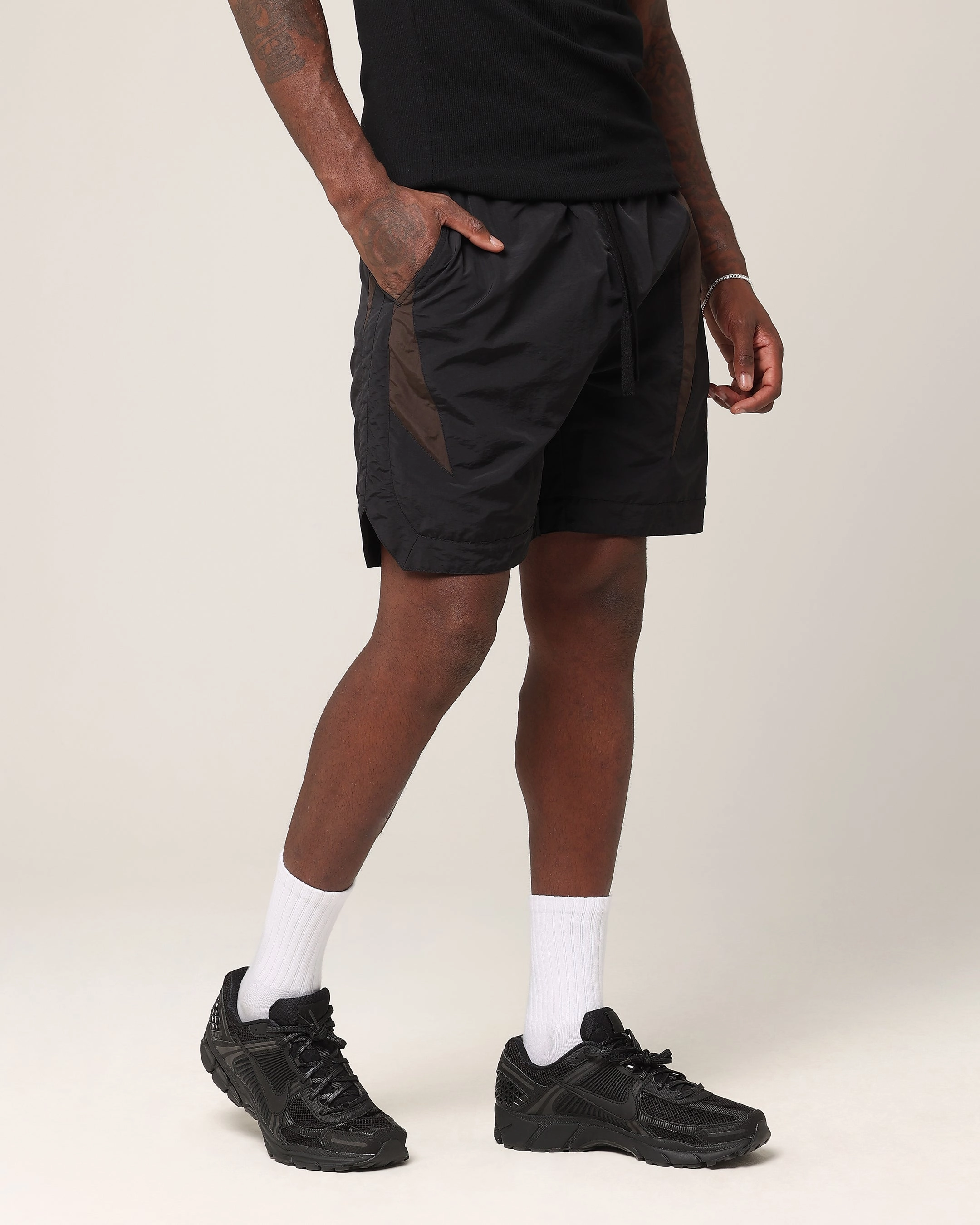 Saint Morta Rage Nylon Shorts Black/Brown Effortless Comfort
