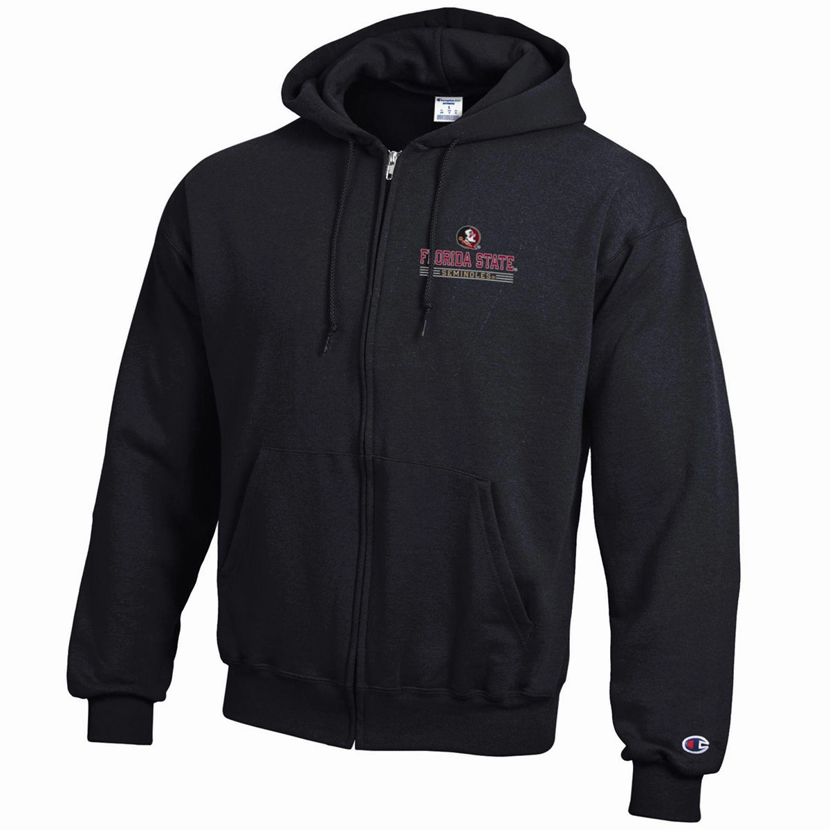 Versatile Wardrobe Champion Men's Seminole Logo/Florida State Seminoles Powerblend Full-Zip Hood - Black